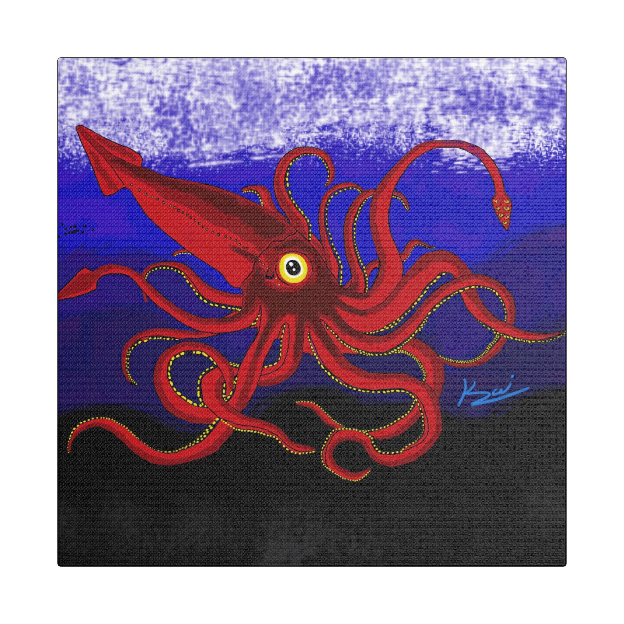 "Red Squid" By Kai Gentile Reproduced On Gallery Wrapped Canvas