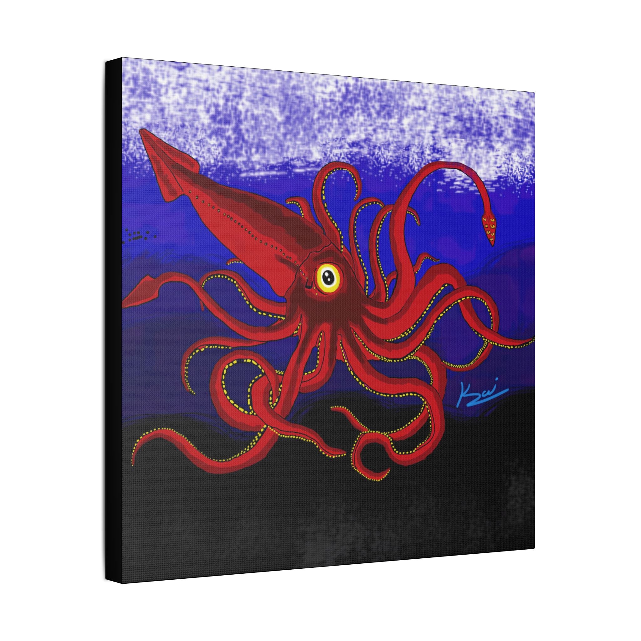 "Red Squid" By Kai Gentile Reproduced On Gallery Wrapped Canvas