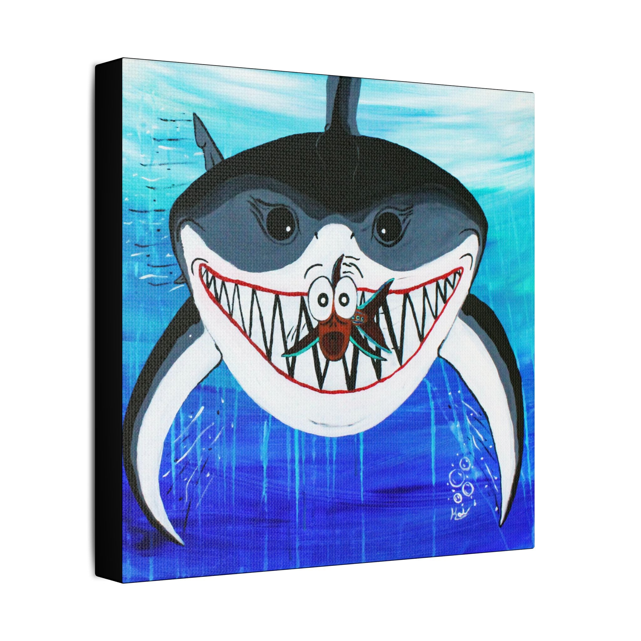 "Shark & Little Fishy" By Kai Gentile Reproduced On Gallery Wrapped Canvas
