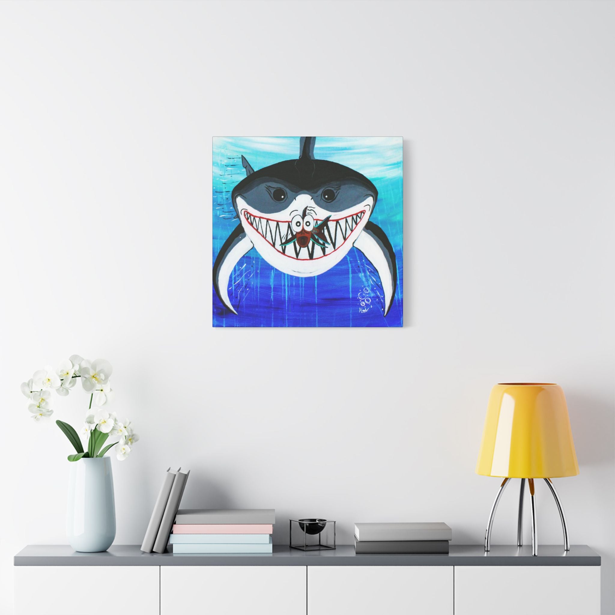 "Shark & Little Fishy" By Kai Gentile Reproduced On Gallery Wrapped Canvas