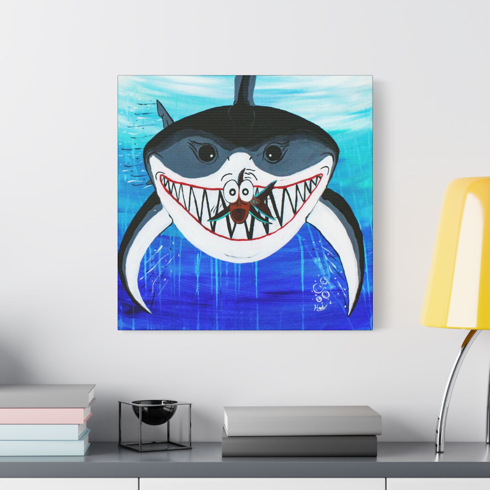 "Shark & Little Fishy" By Kai Gentile Reproduced On Gallery Wrapped Canvas