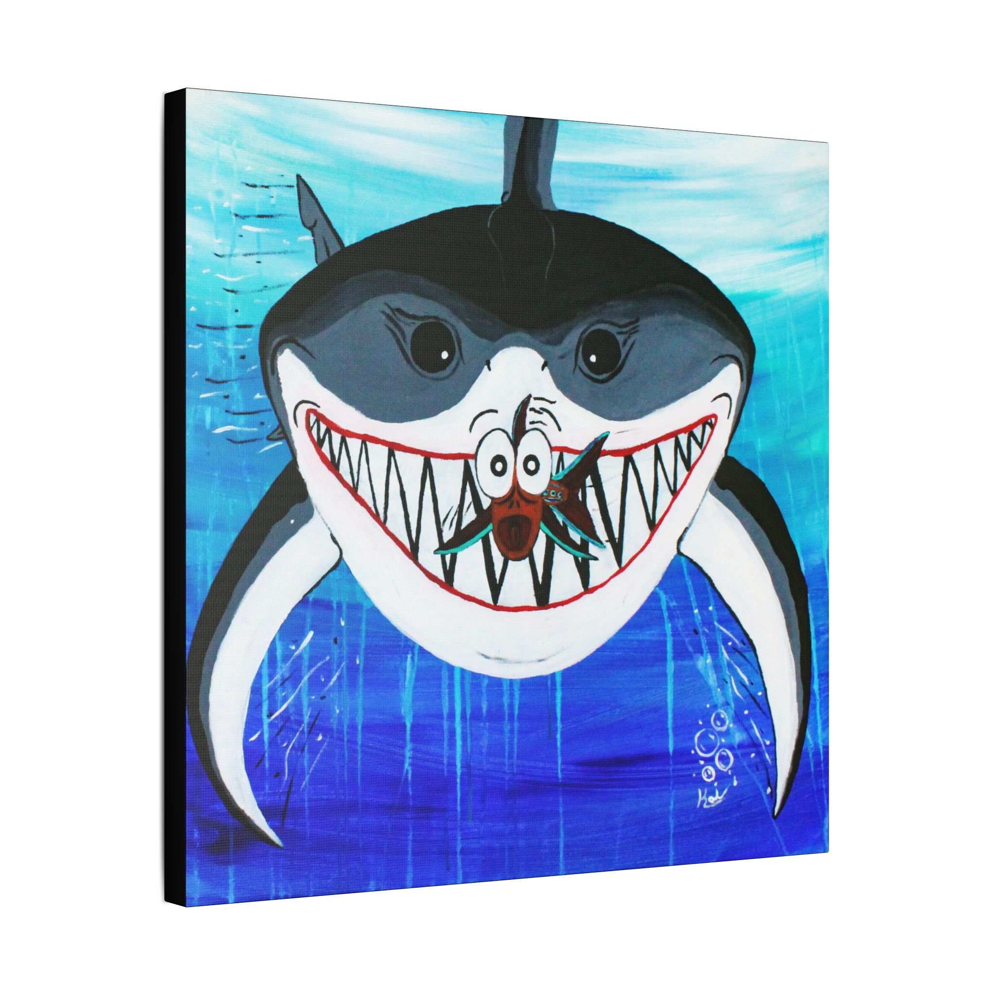 "Shark & Little Fishy" By Kai Gentile Reproduced On Gallery Wrapped Canvas