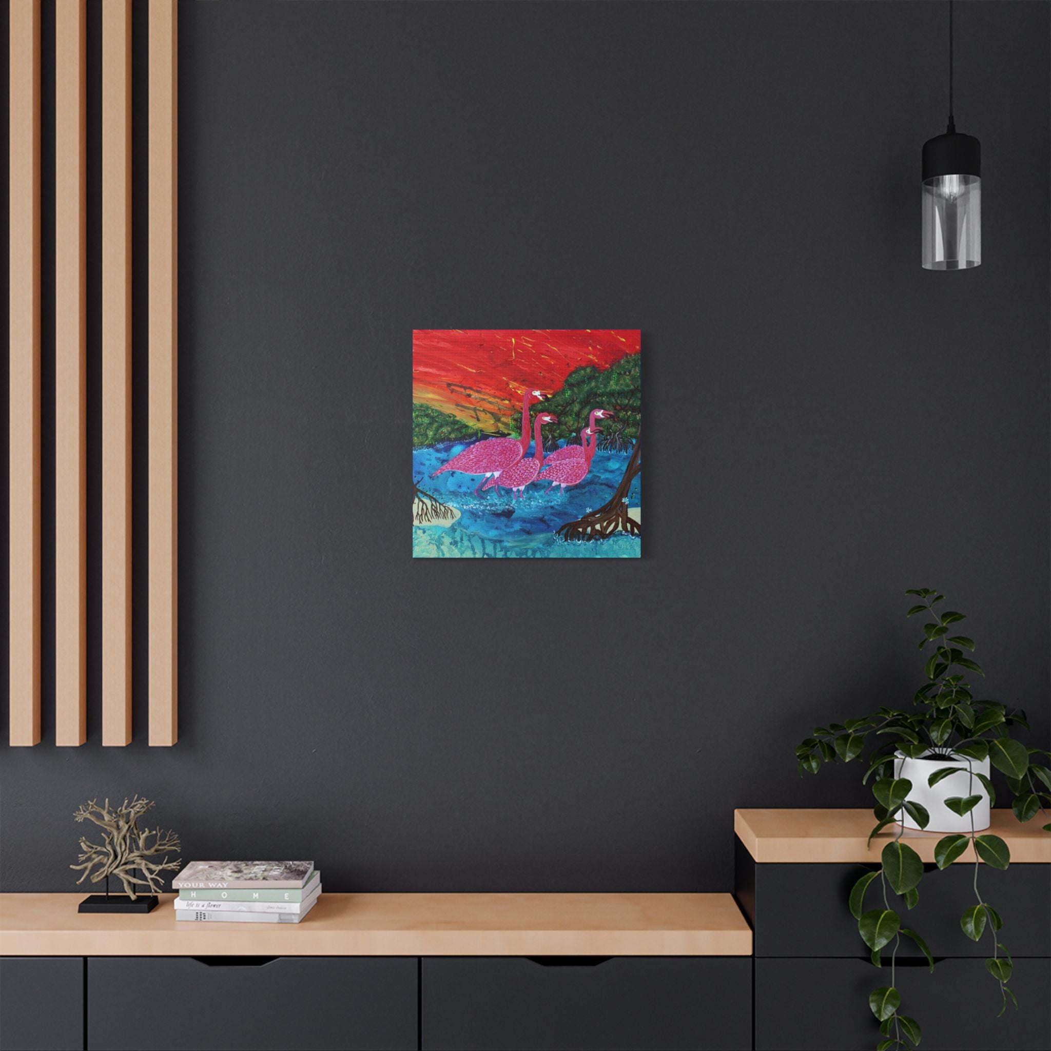 "Flamingo Sunset" By Kai Gentile Reproduced On Gallery Wrapped Canvas