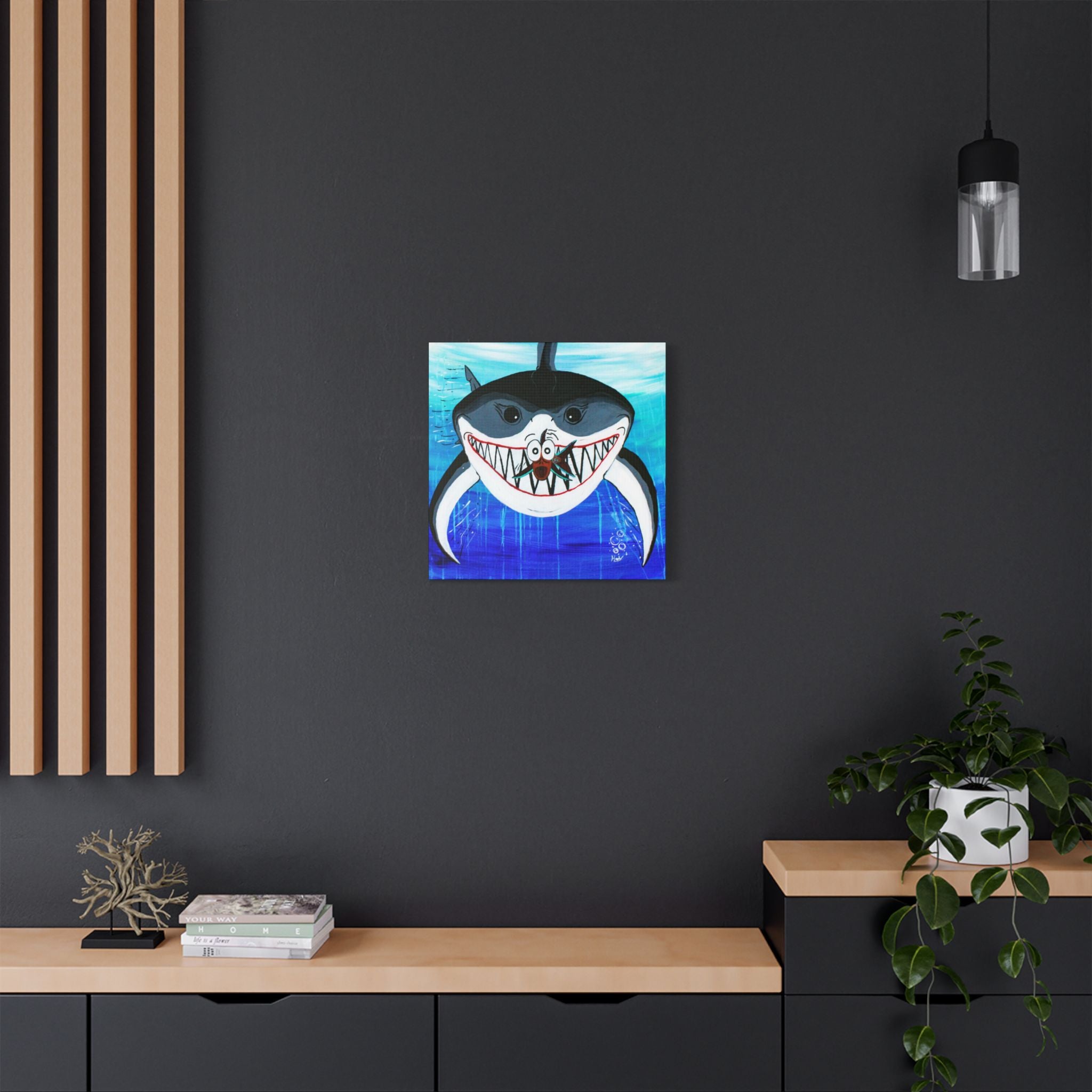 "Shark & Little Fishy" By Kai Gentile Reproduced On Gallery Wrapped Canvas