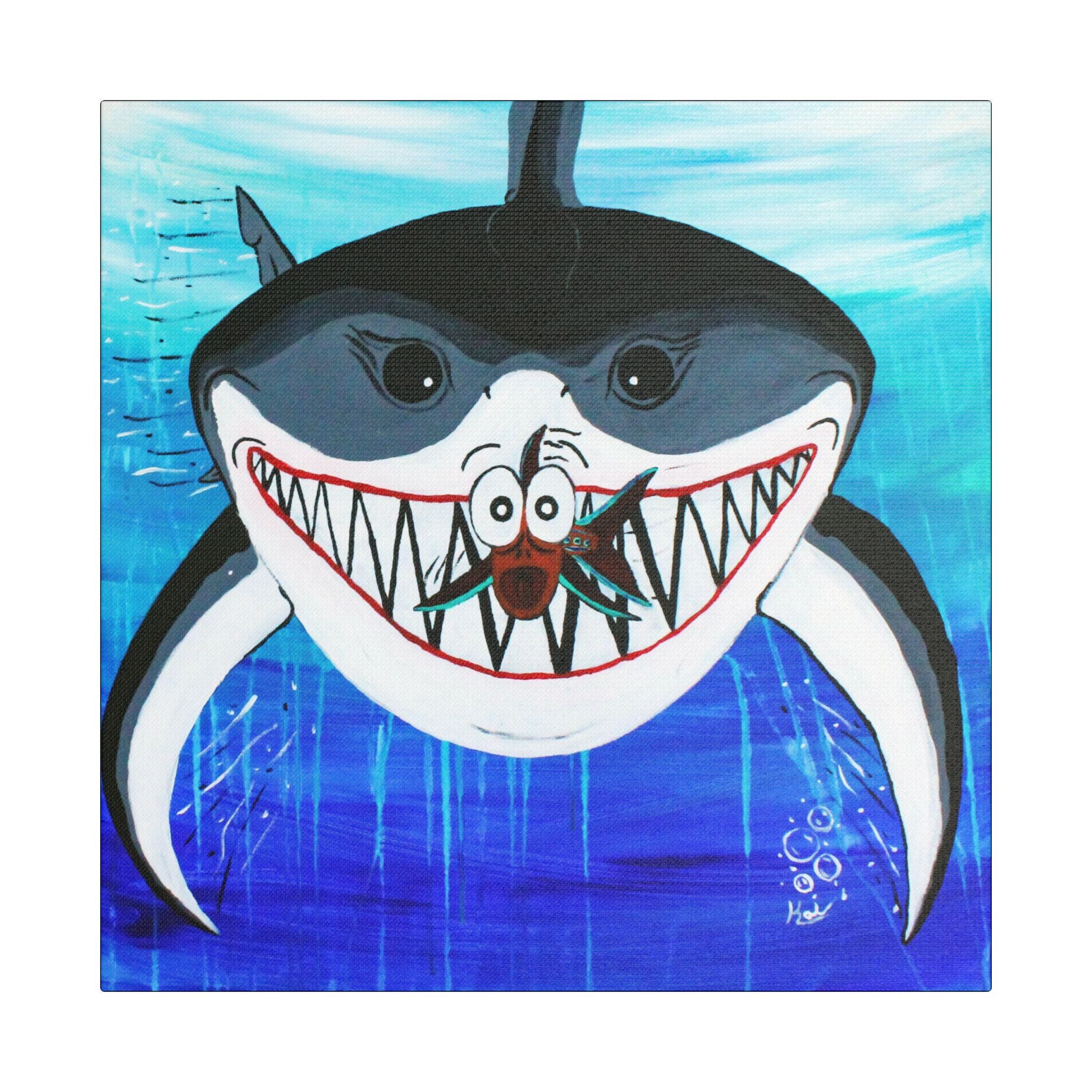 "Shark & Little Fishy" By Kai Gentile Reproduced On Gallery Wrapped Canvas