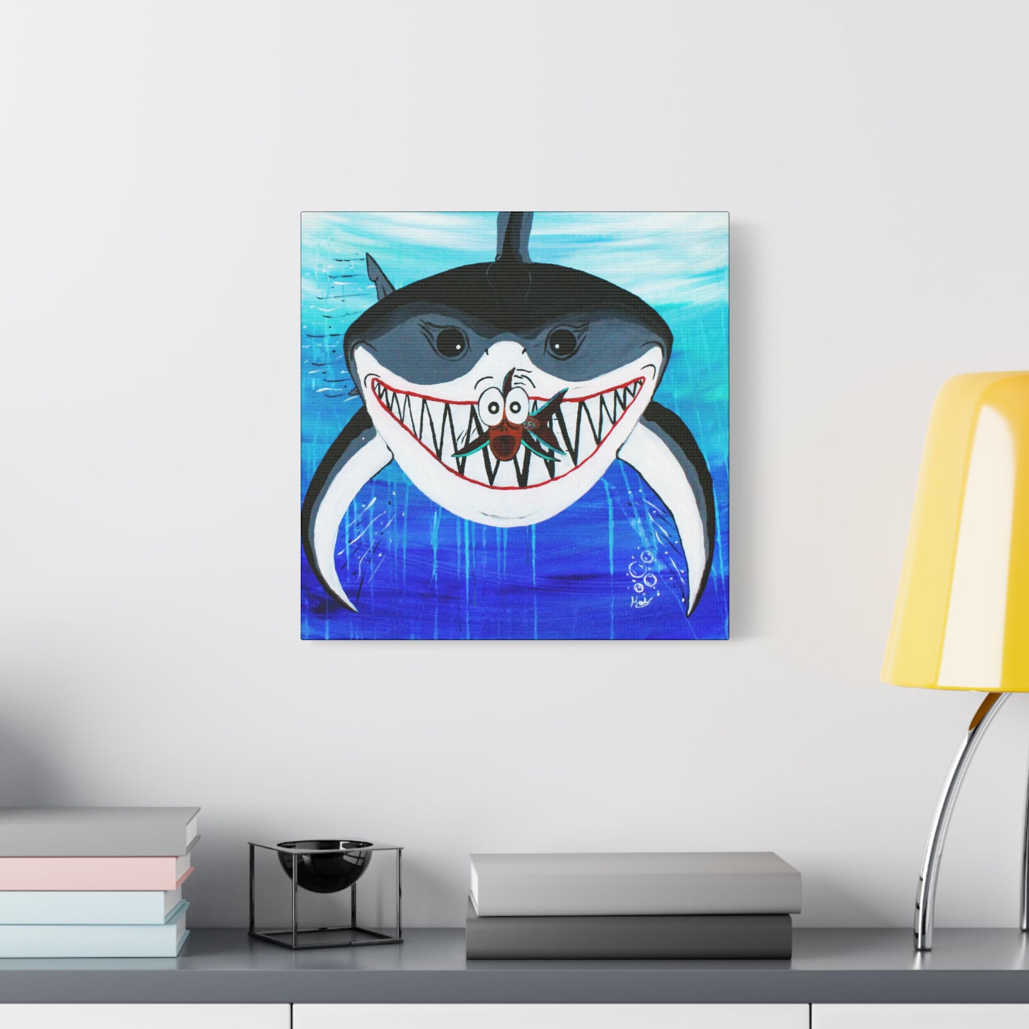 "Shark & Little Fishy" By Kai Gentile Reproduced On Gallery Wrapped Canvas