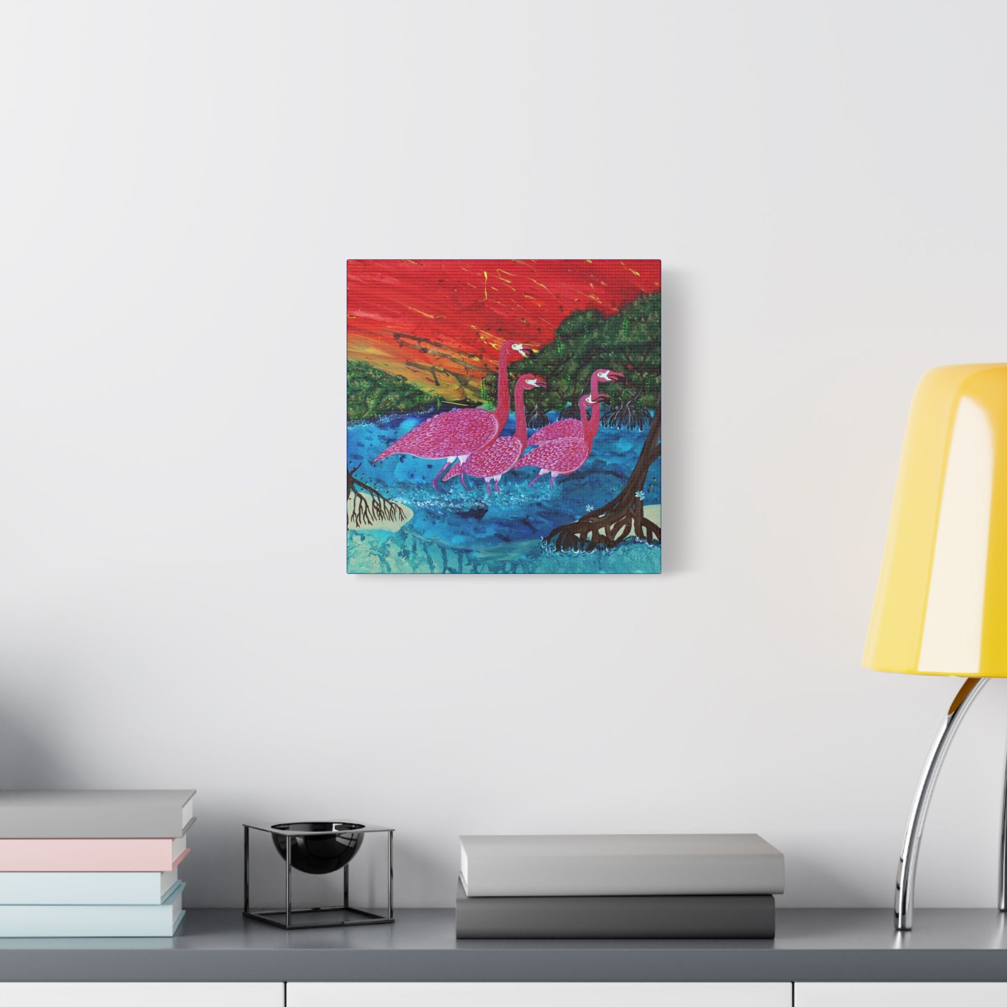 "Flamingo Sunset" By Kai Gentile Reproduced On Gallery Wrapped Canvas