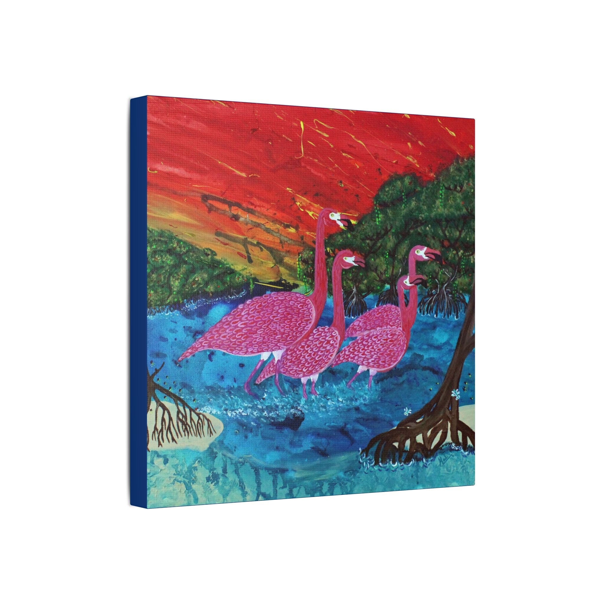 "Flamingo Sunset" By Kai Gentile Reproduced On Gallery Wrapped Canvas