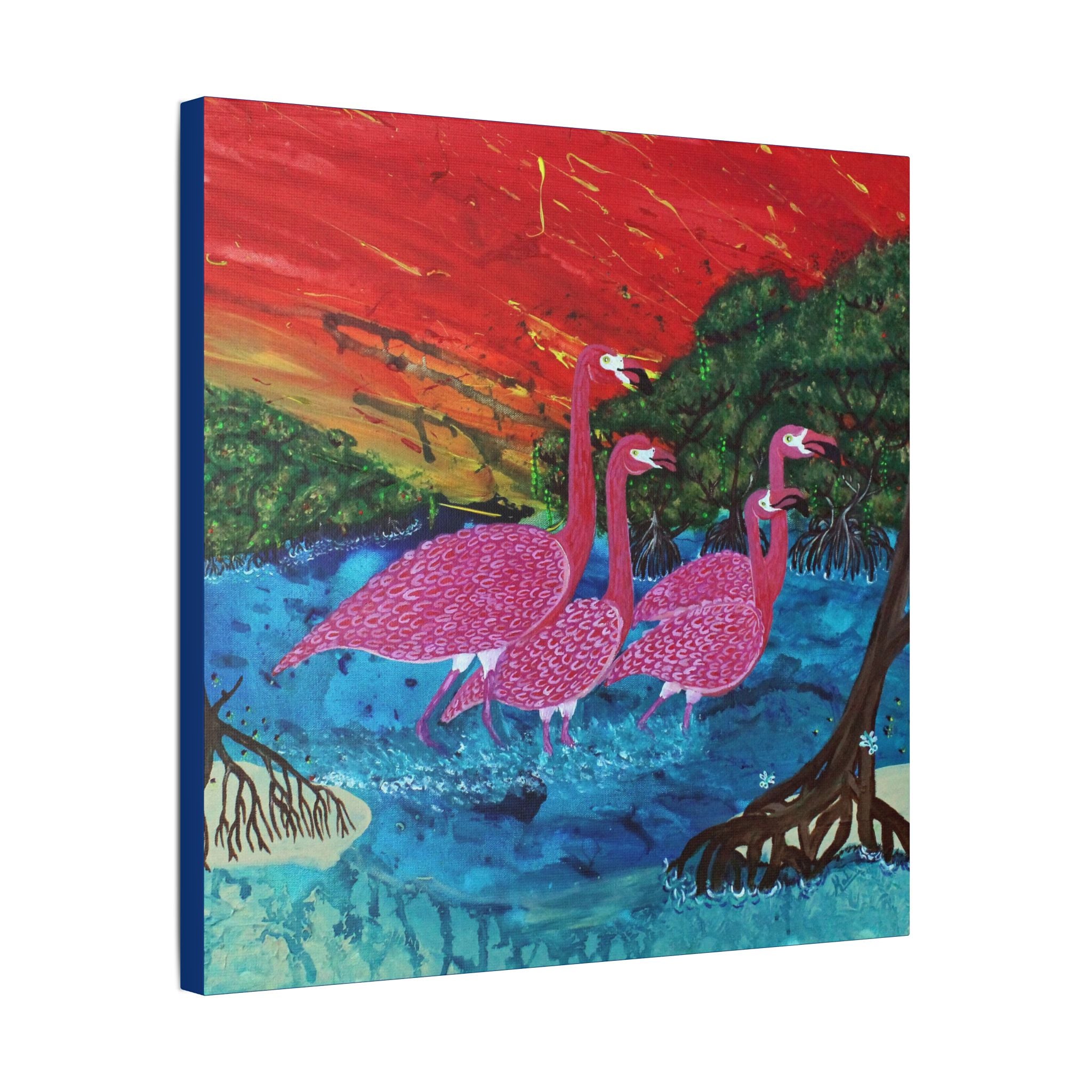 "Flamingo Sunset" By Kai Gentile Reproduced On Gallery Wrapped Canvas