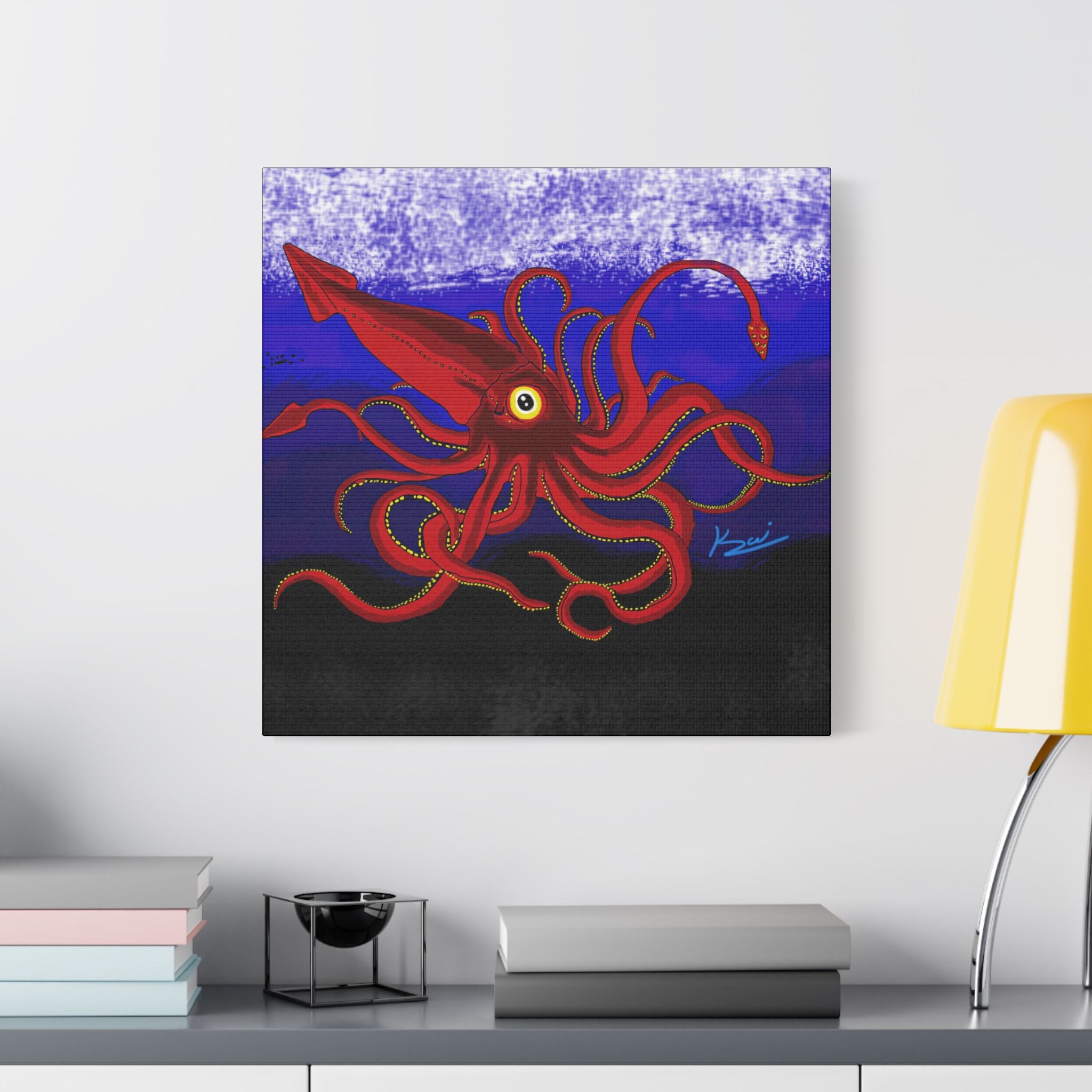 "Red Squid" By Kai Gentile Reproduced On Gallery Wrapped Canvas
