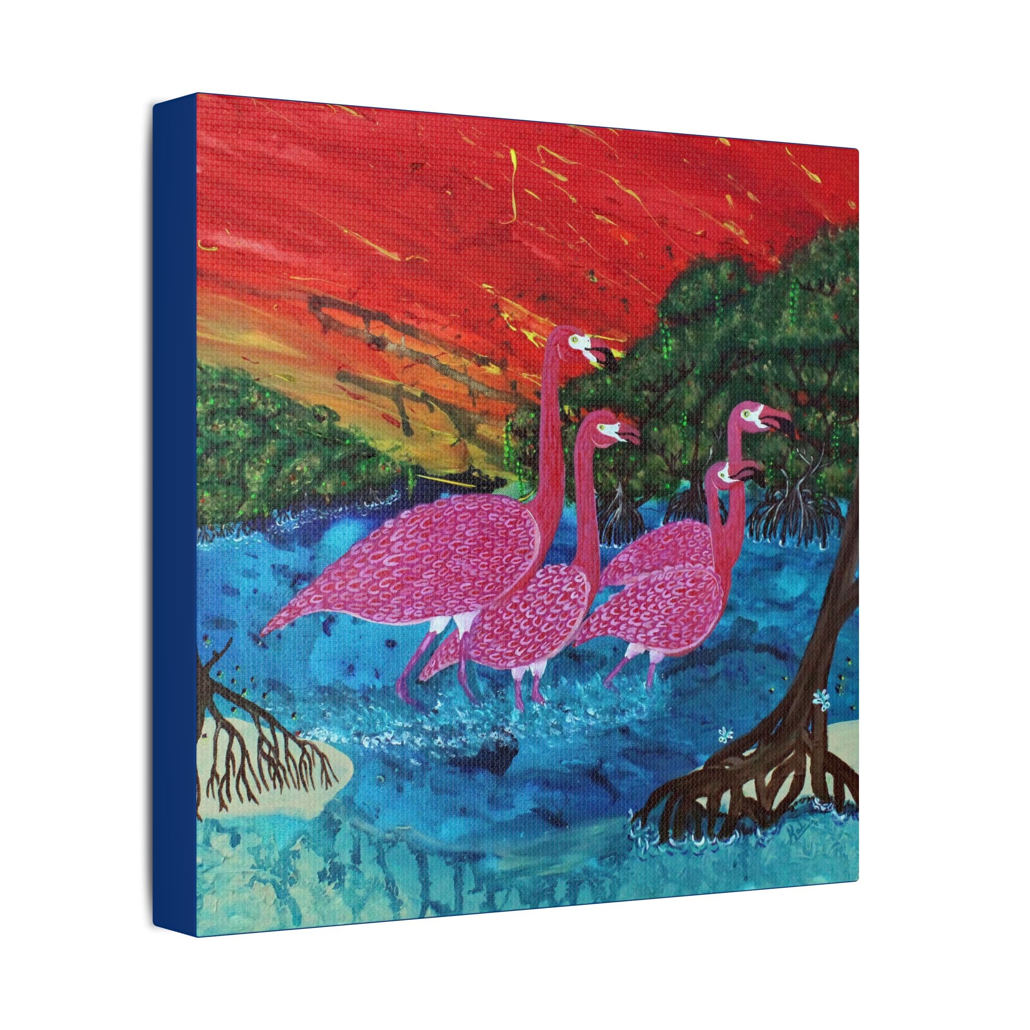 "Flamingo Sunset" By Kai Gentile Reproduced On Gallery Wrapped Canvas