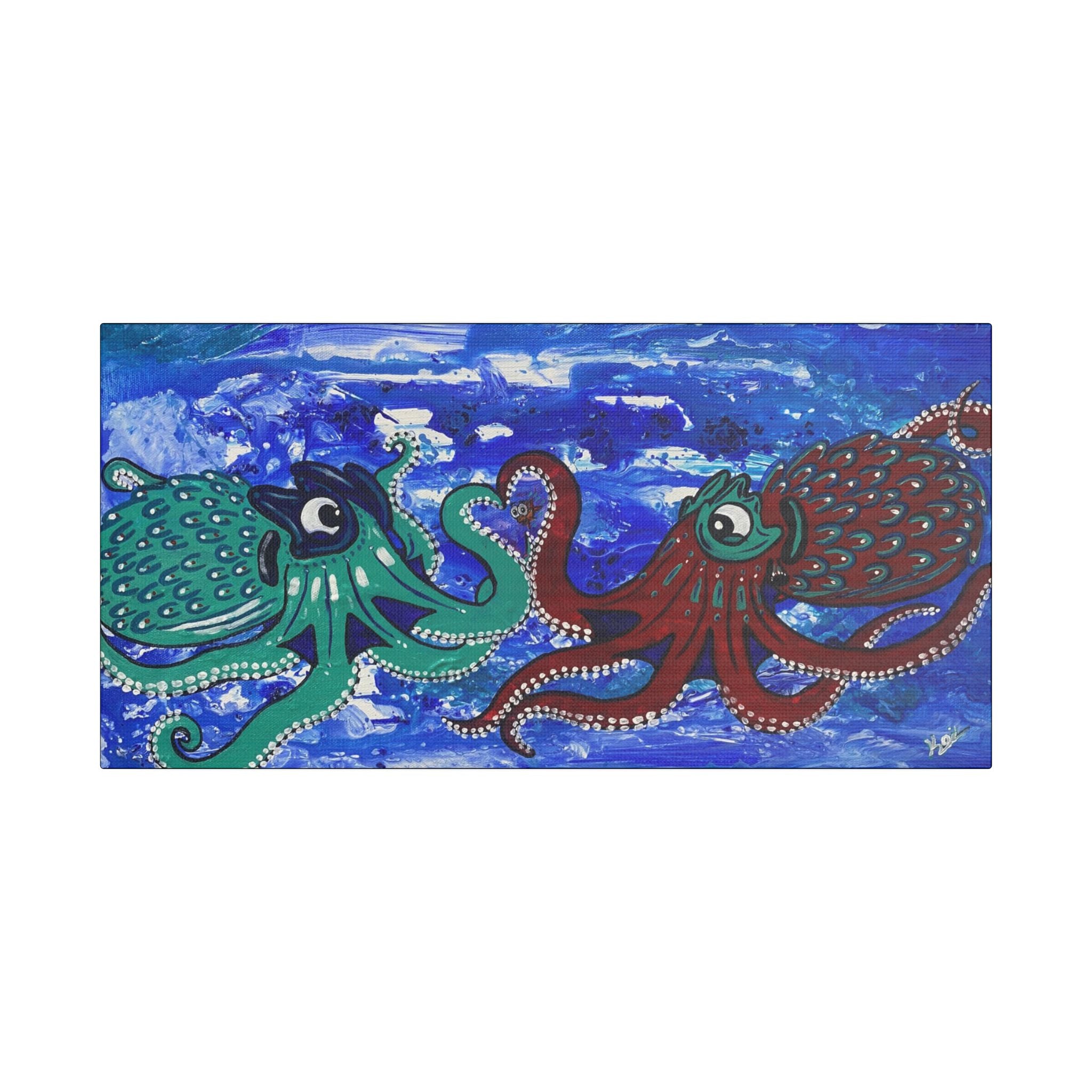 "Liquid Love" By Kai Gentile Octopus Reproduced On Gallery Wrapped Canvas