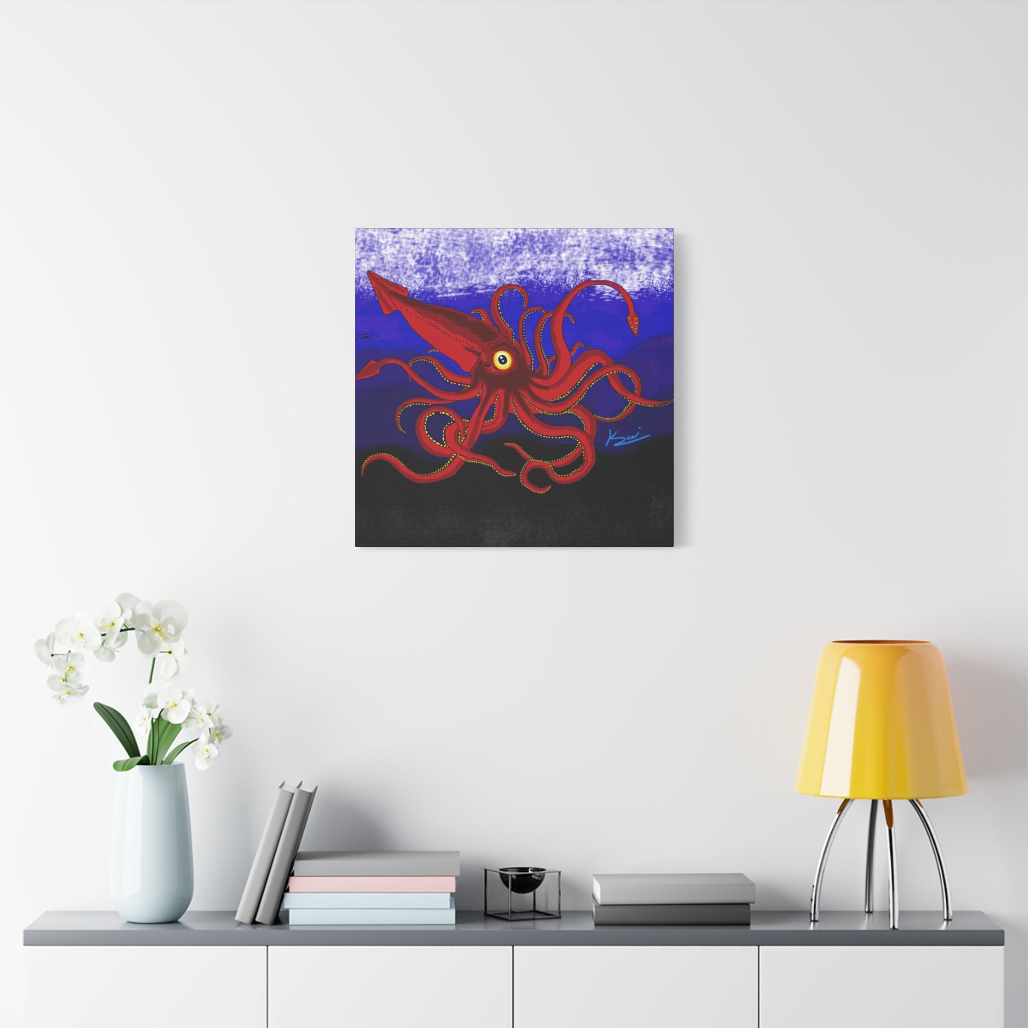 "Red Squid" By Kai Gentile Reproduced On Gallery Wrapped Canvas
