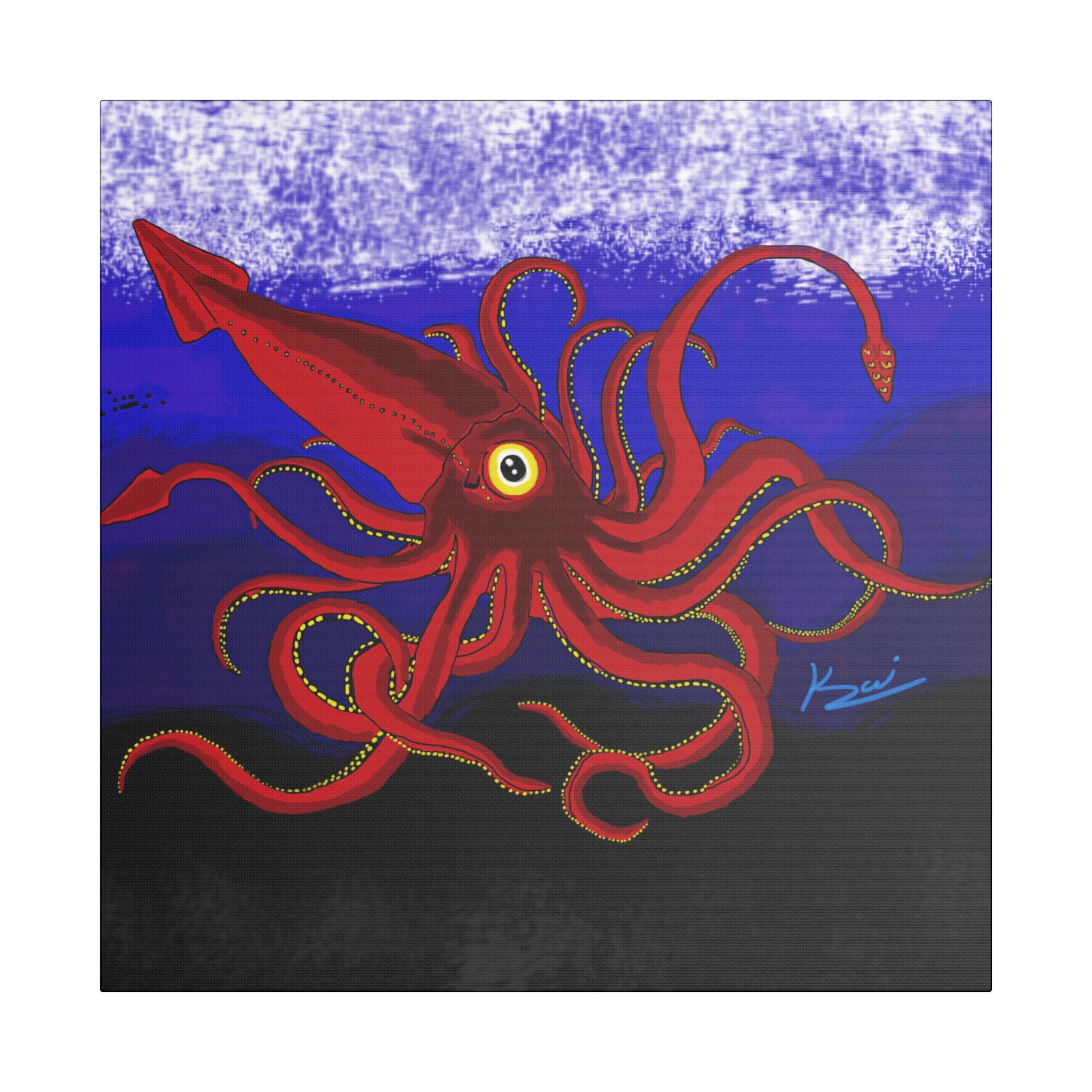 "Red Squid" By Kai Gentile Reproduced On Gallery Wrapped Canvas