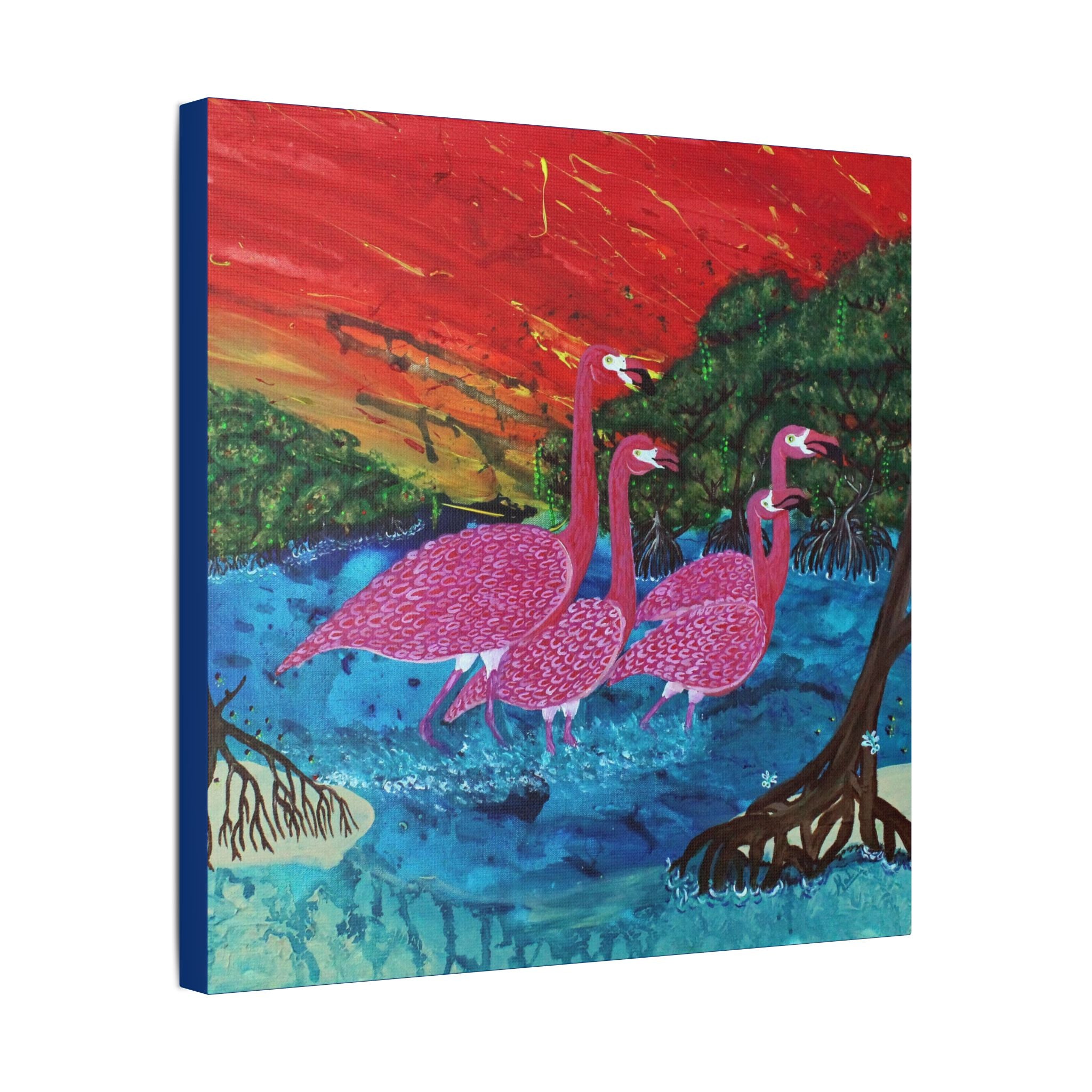 "Flamingo Sunset" By Kai Gentile Reproduced On Gallery Wrapped Canvas