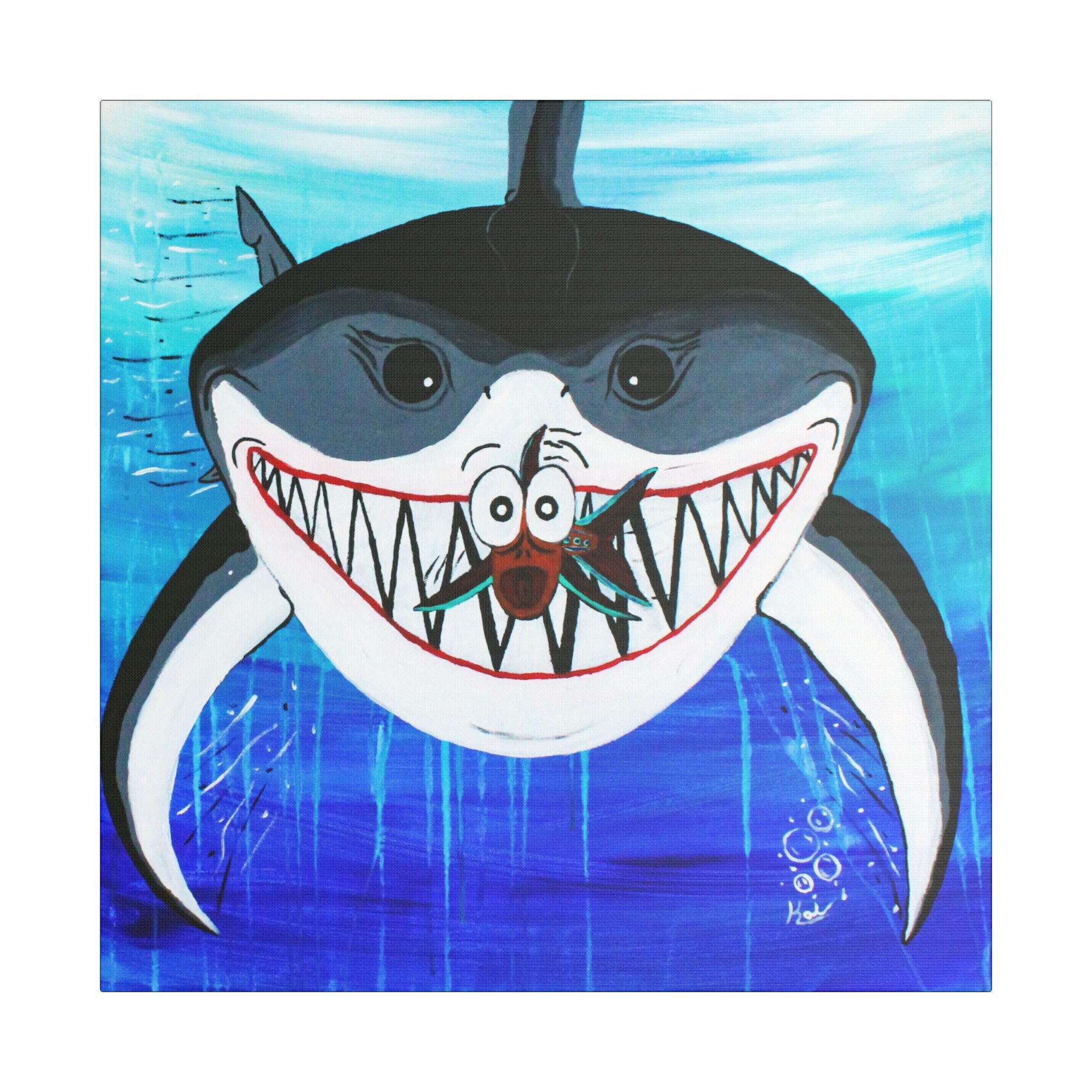 "Shark & Little Fishy" By Kai Gentile Reproduced On Gallery Wrapped Canvas