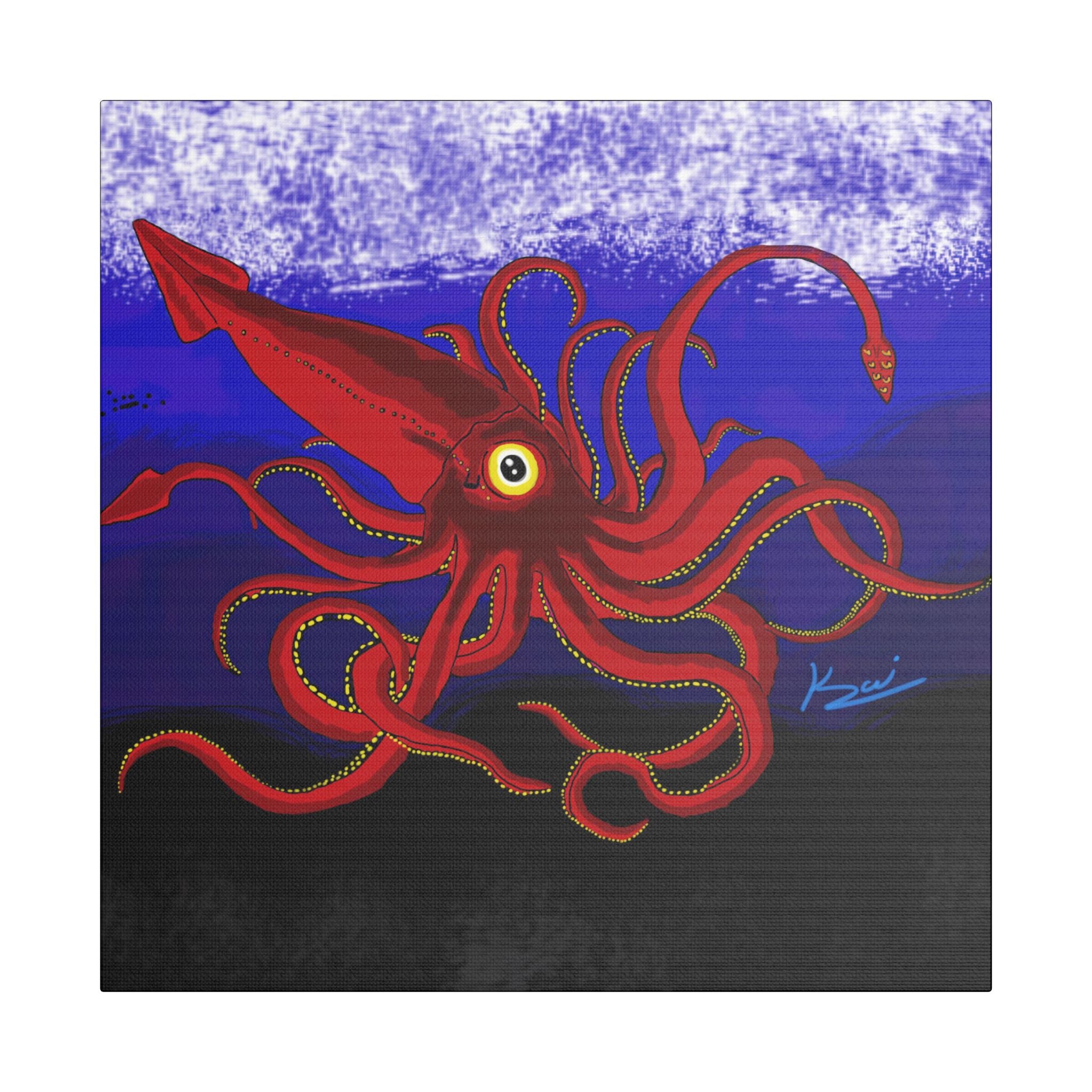 "Red Squid" By Kai Gentile Reproduced On Gallery Wrapped Canvas