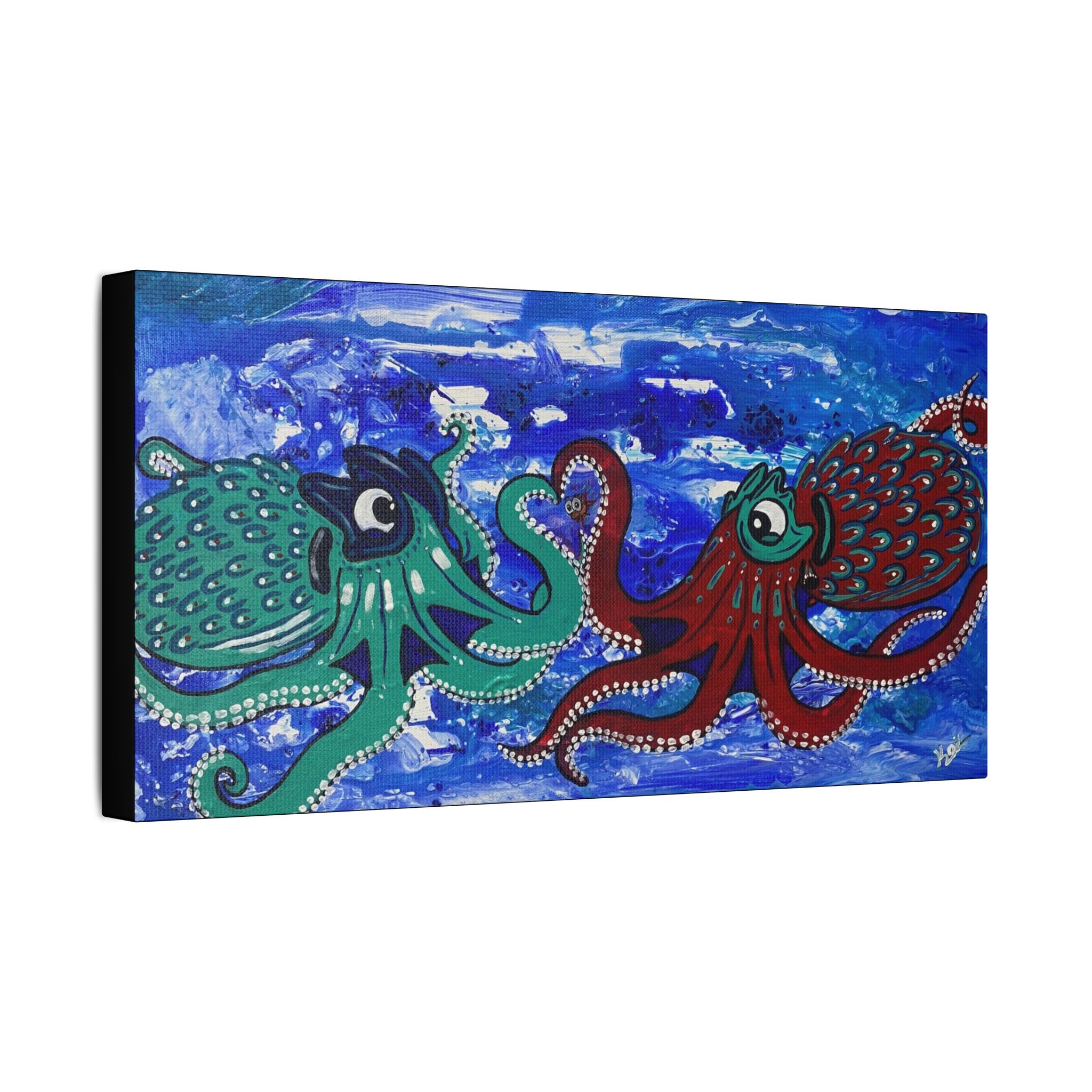 "Liquid Love" By Kai Gentile Octopus Reproduced On Gallery Wrapped Canvas