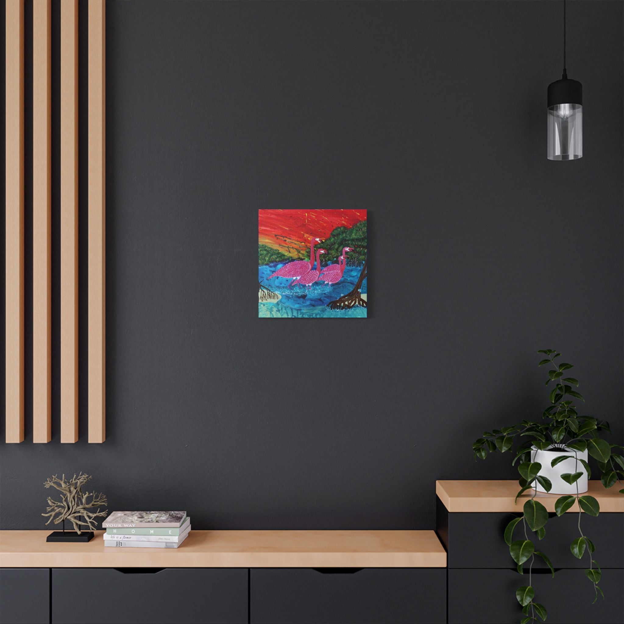 "Flamingo Sunset" By Kai Gentile Reproduced On Gallery Wrapped Canvas
