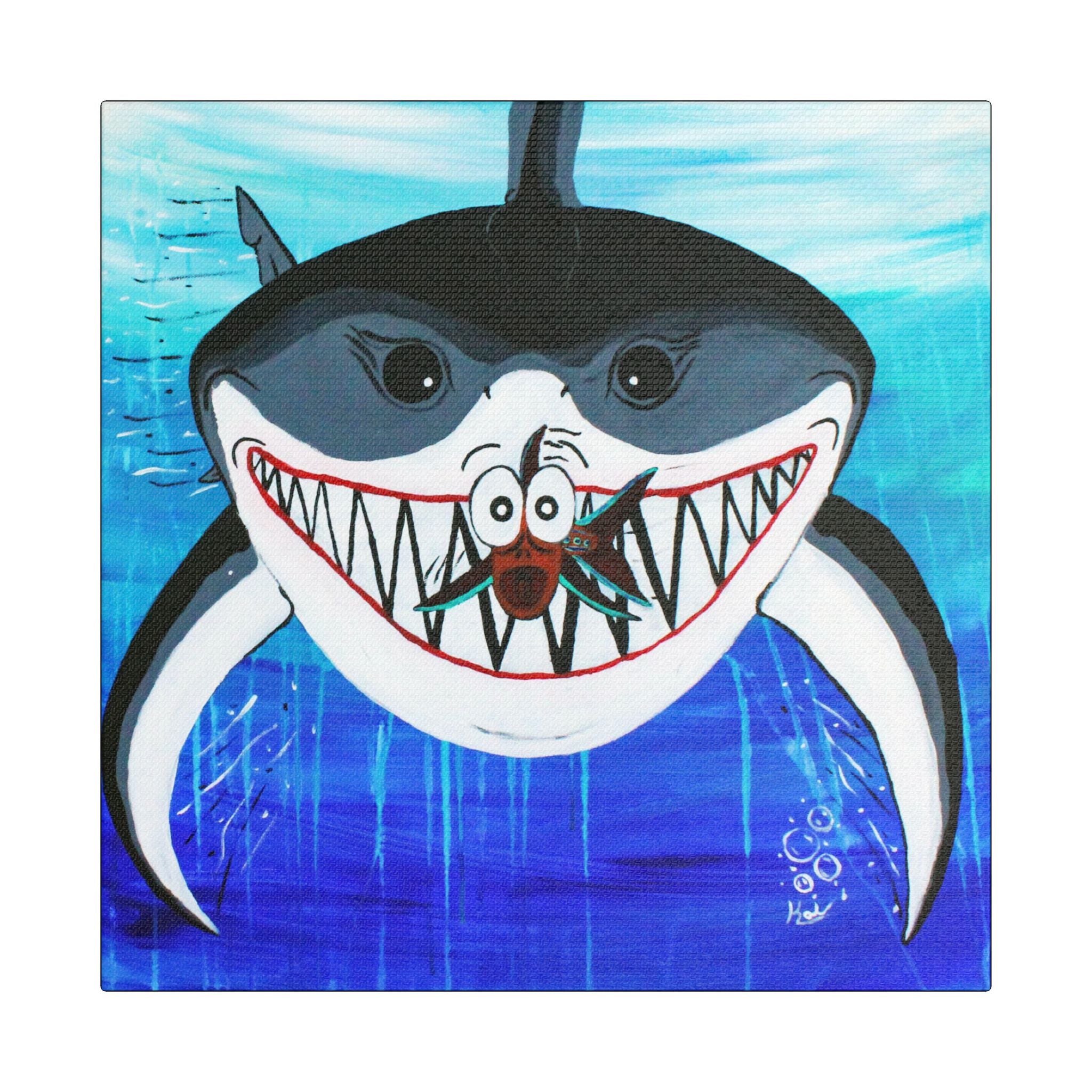 "Shark & Little Fishy" By Kai Gentile Reproduced On Gallery Wrapped Canvas