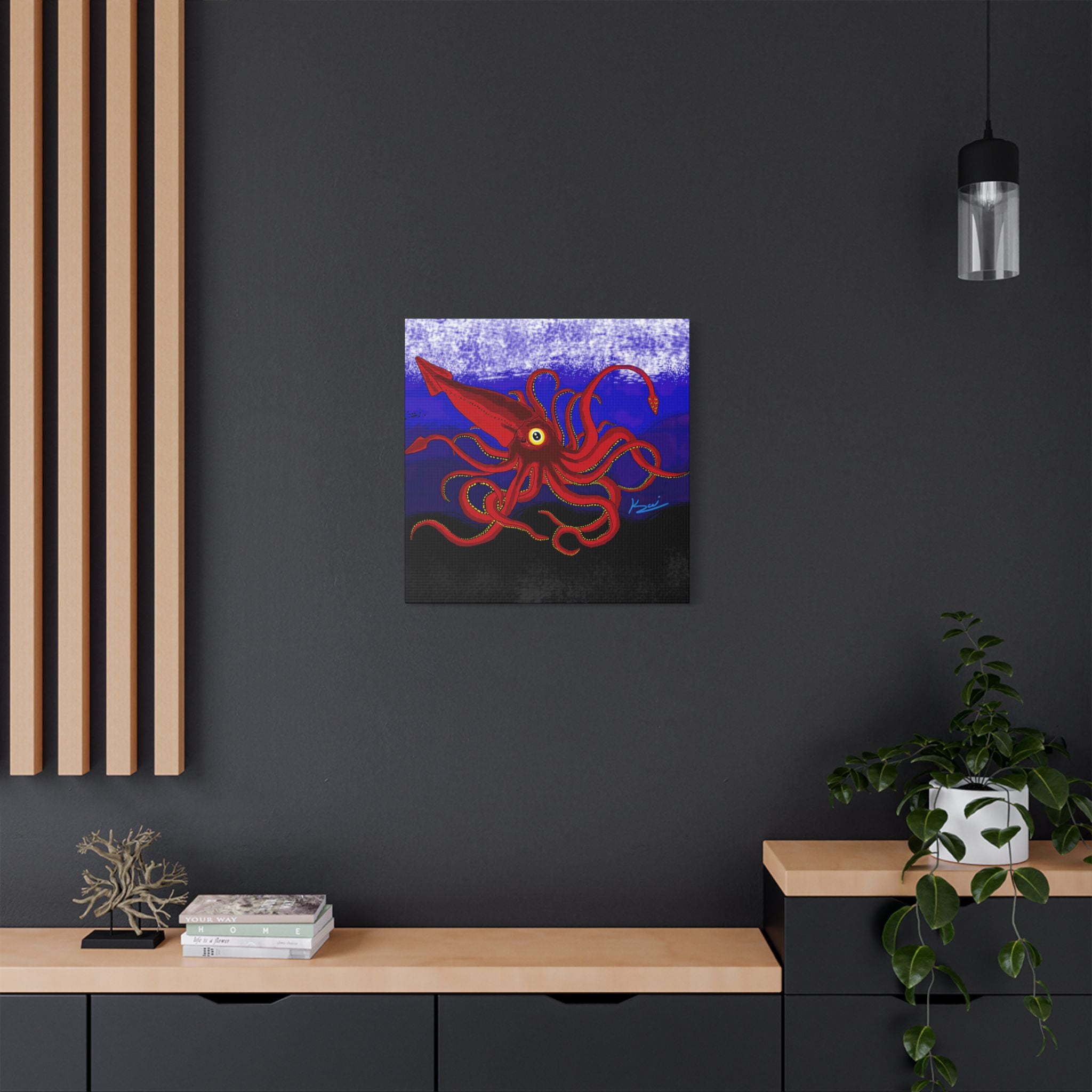 "Red Squid" By Kai Gentile Reproduced On Gallery Wrapped Canvas