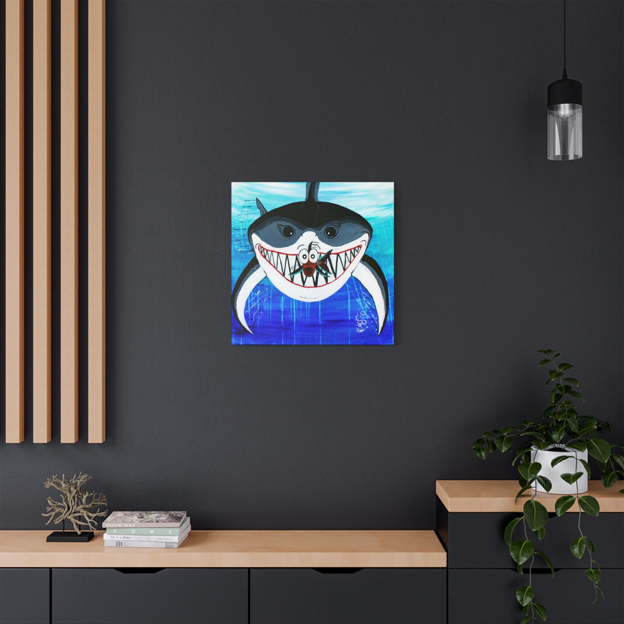 "Shark & Little Fishy" By Kai Gentile Reproduced On Gallery Wrapped Canvas