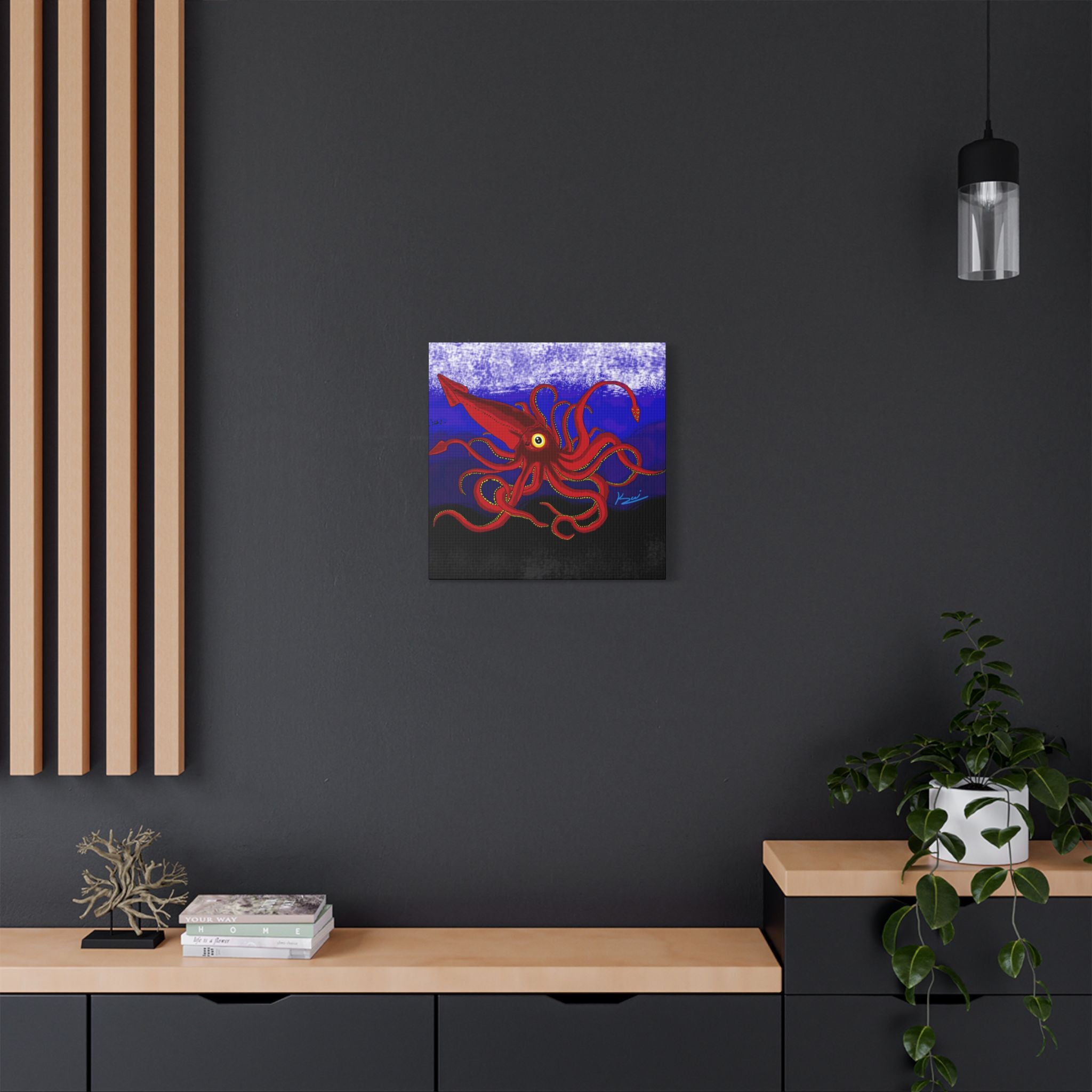 "Red Squid" By Kai Gentile Reproduced On Gallery Wrapped Canvas