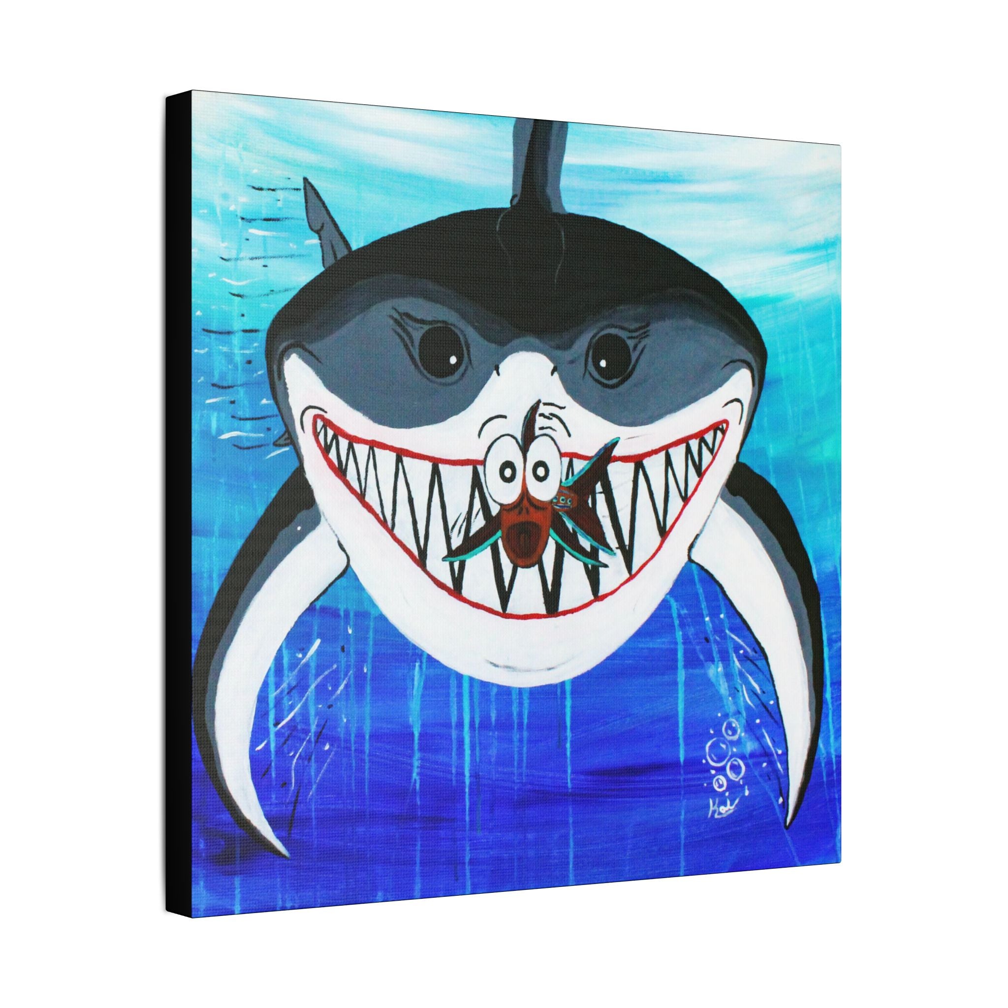 "Shark & Little Fishy" By Kai Gentile Reproduced On Gallery Wrapped Canvas