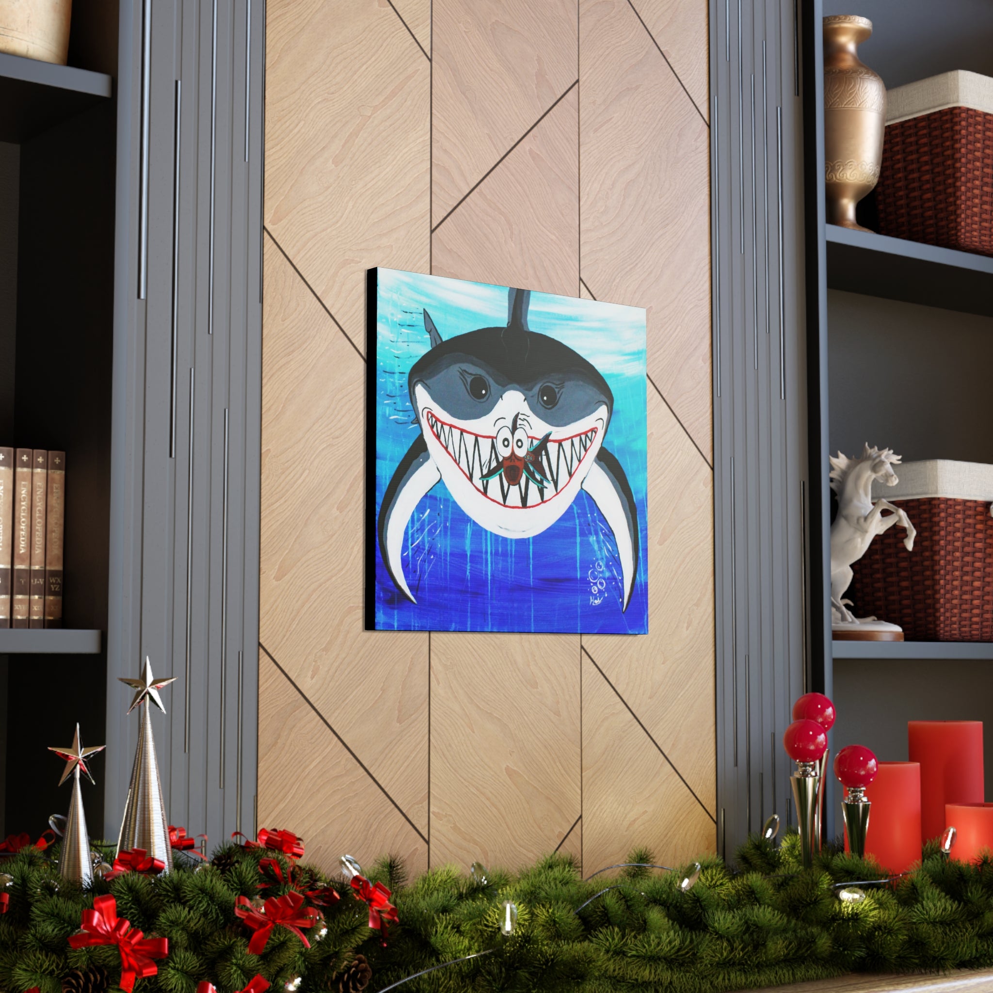 "Shark & Little Fishy" By Kai Gentile Reproduced On Gallery Wrapped Canvas