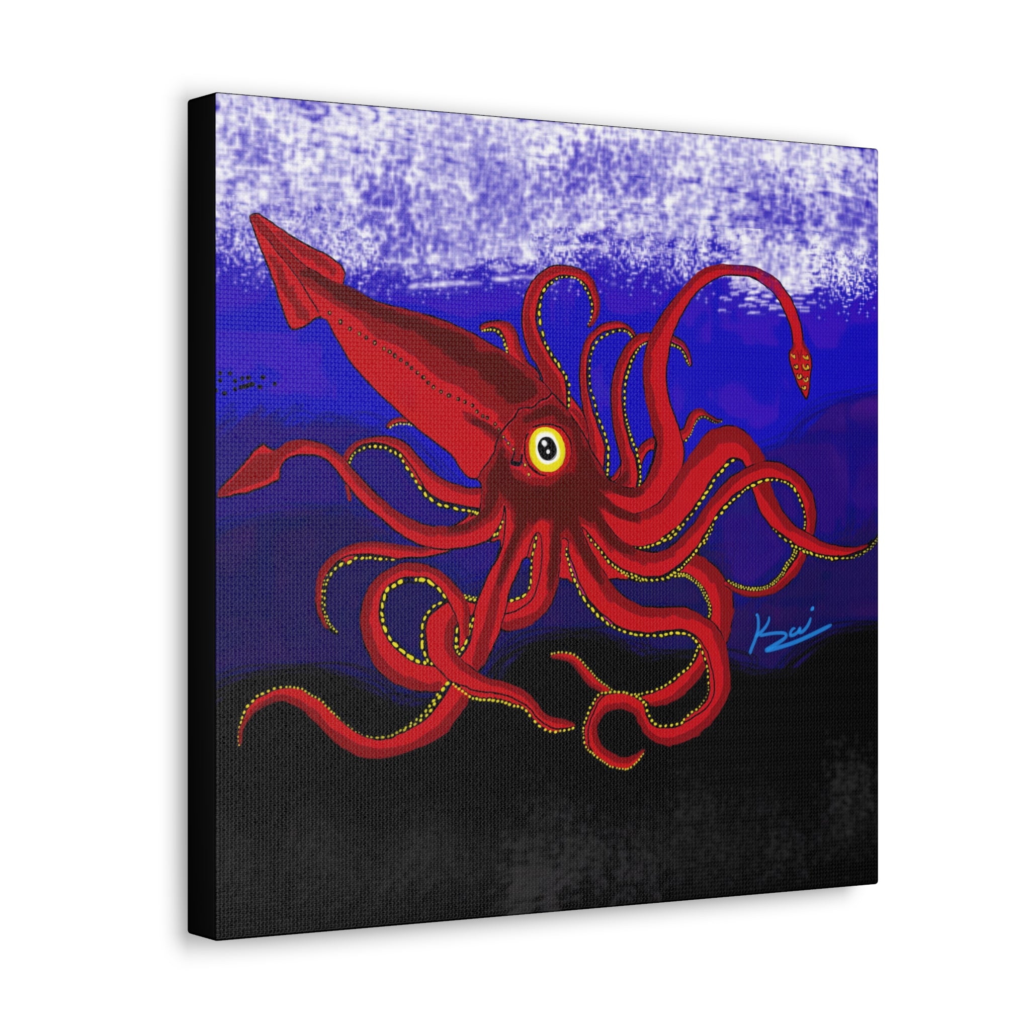 "Red Squid" By Kai Gentile Reproduced On Gallery Wrapped Canvas