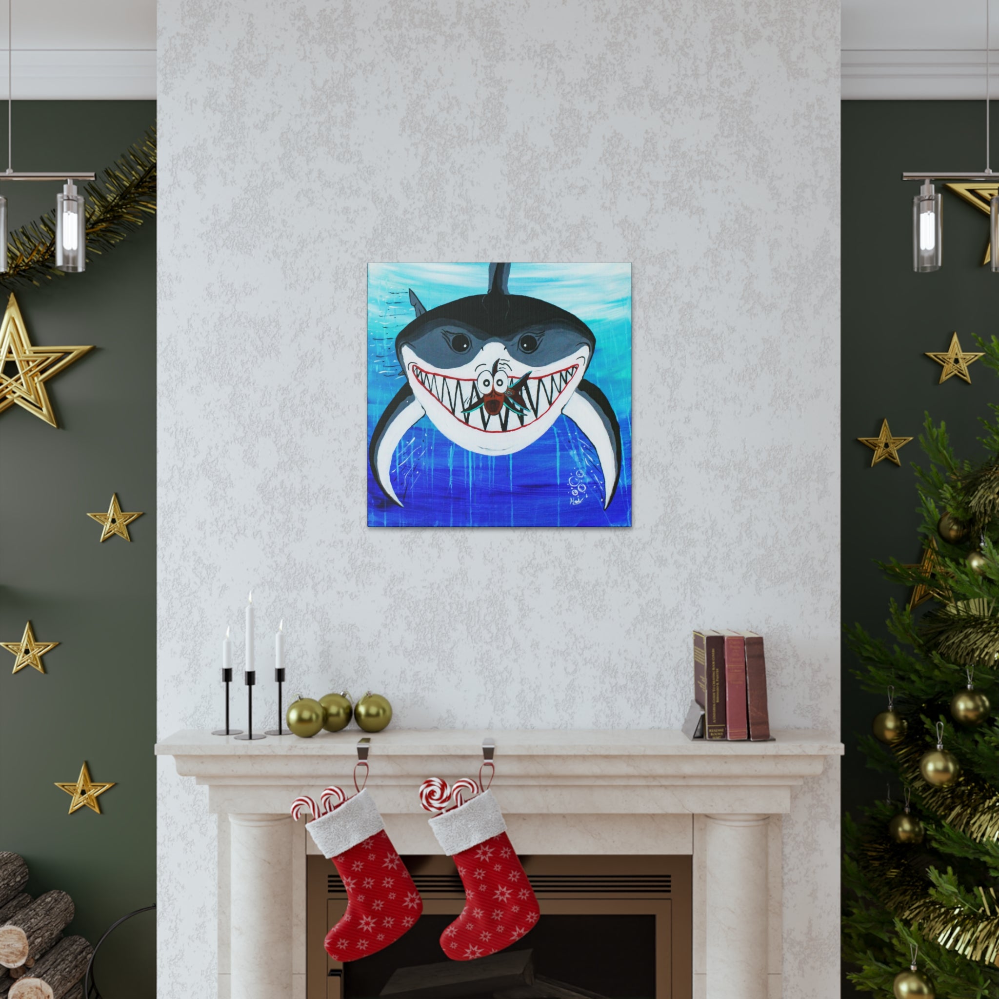 "Shark & Little Fishy" By Kai Gentile Reproduced On Gallery Wrapped Canvas