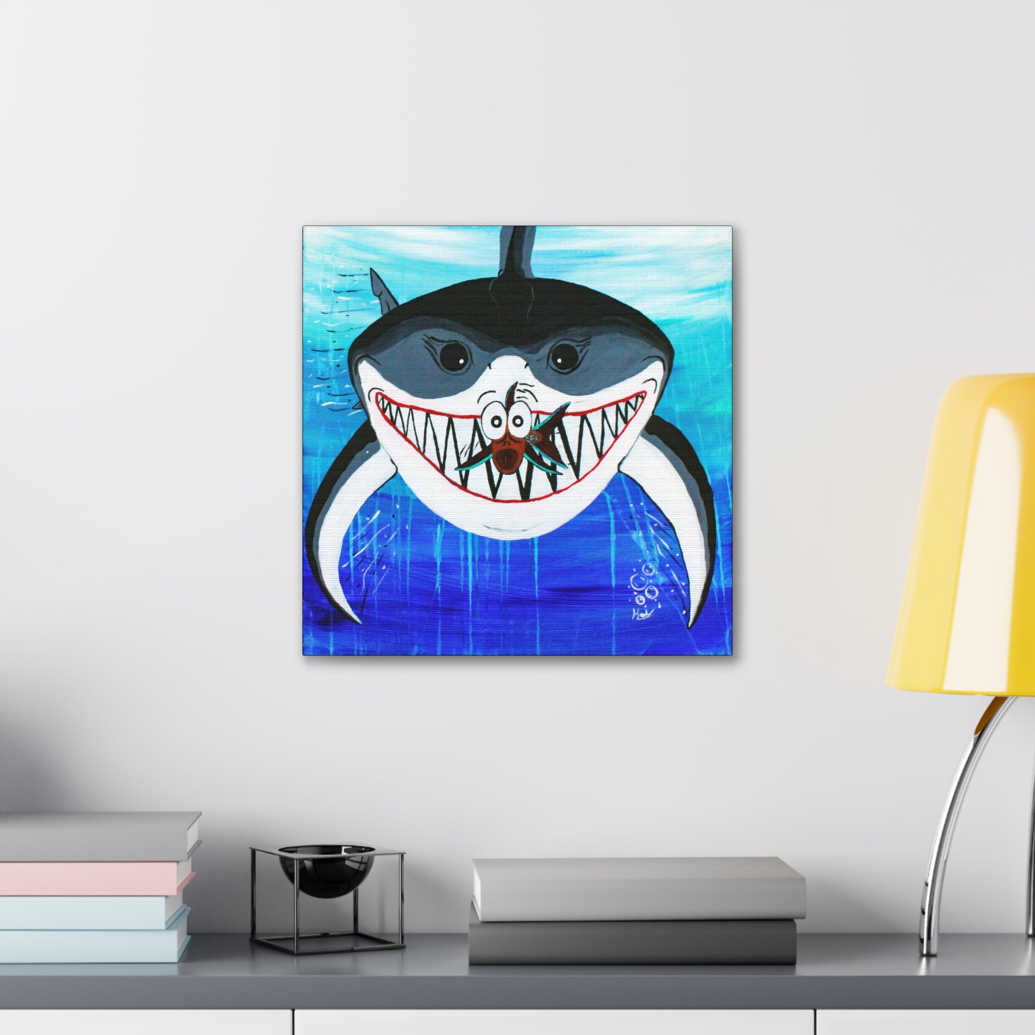 "Shark & Little Fishy" By Kai Gentile Reproduced On Gallery Wrapped Canvas