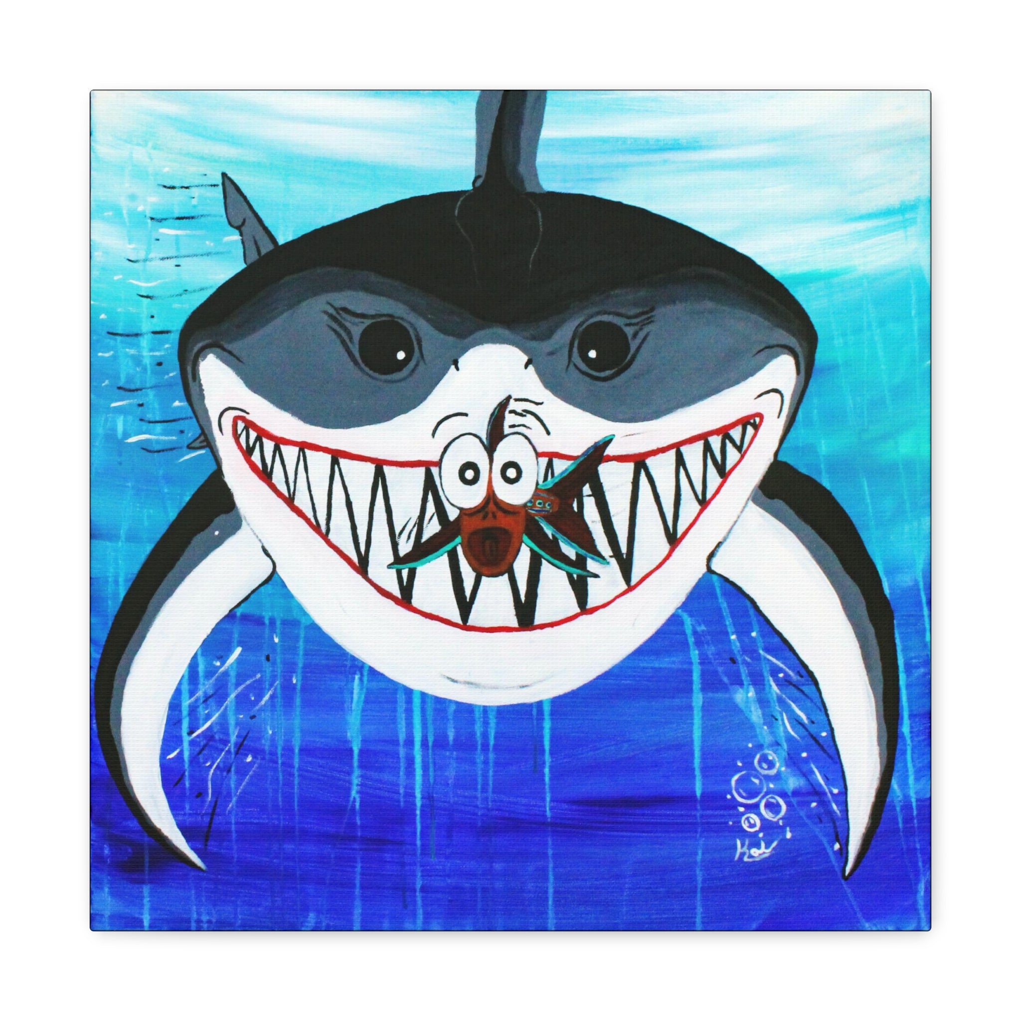 "Shark & Little Fishy" By Kai Gentile Reproduced On Gallery Wrapped Canvas