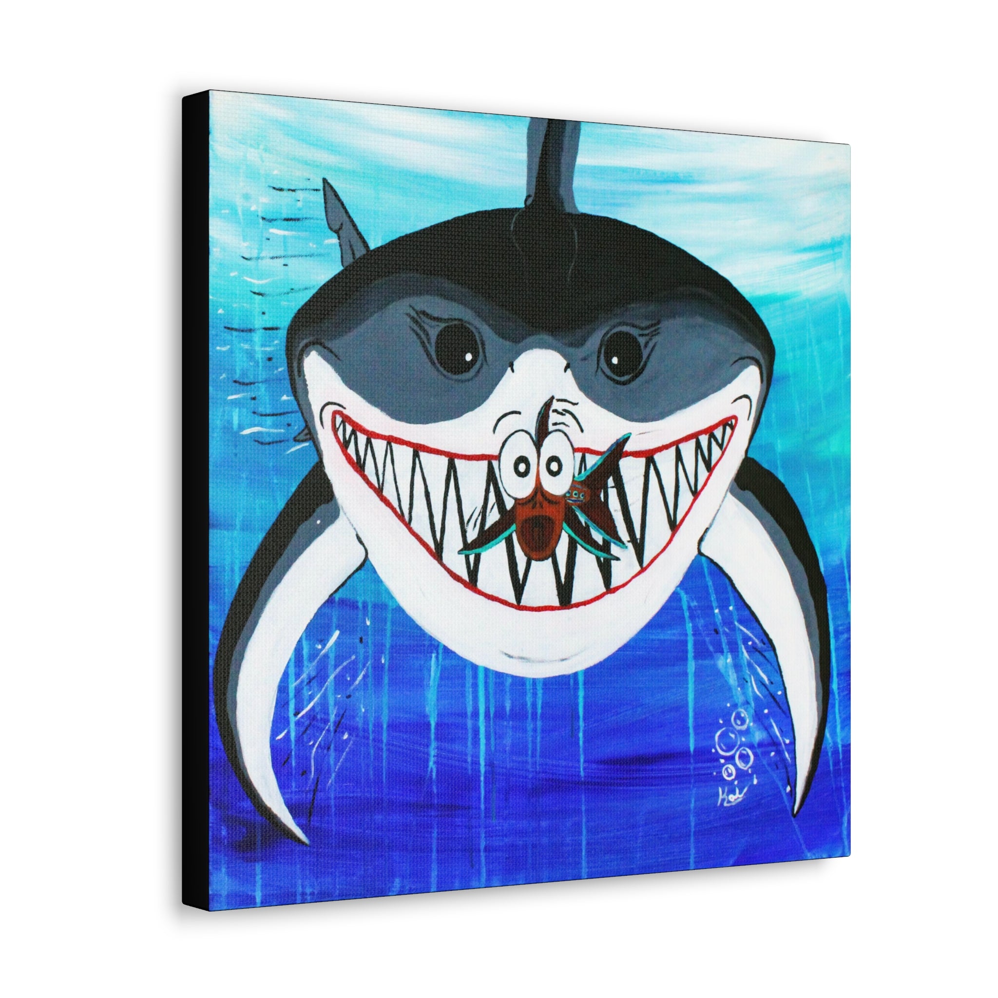 "Shark & Little Fishy" By Kai Gentile Reproduced On Gallery Wrapped Canvas