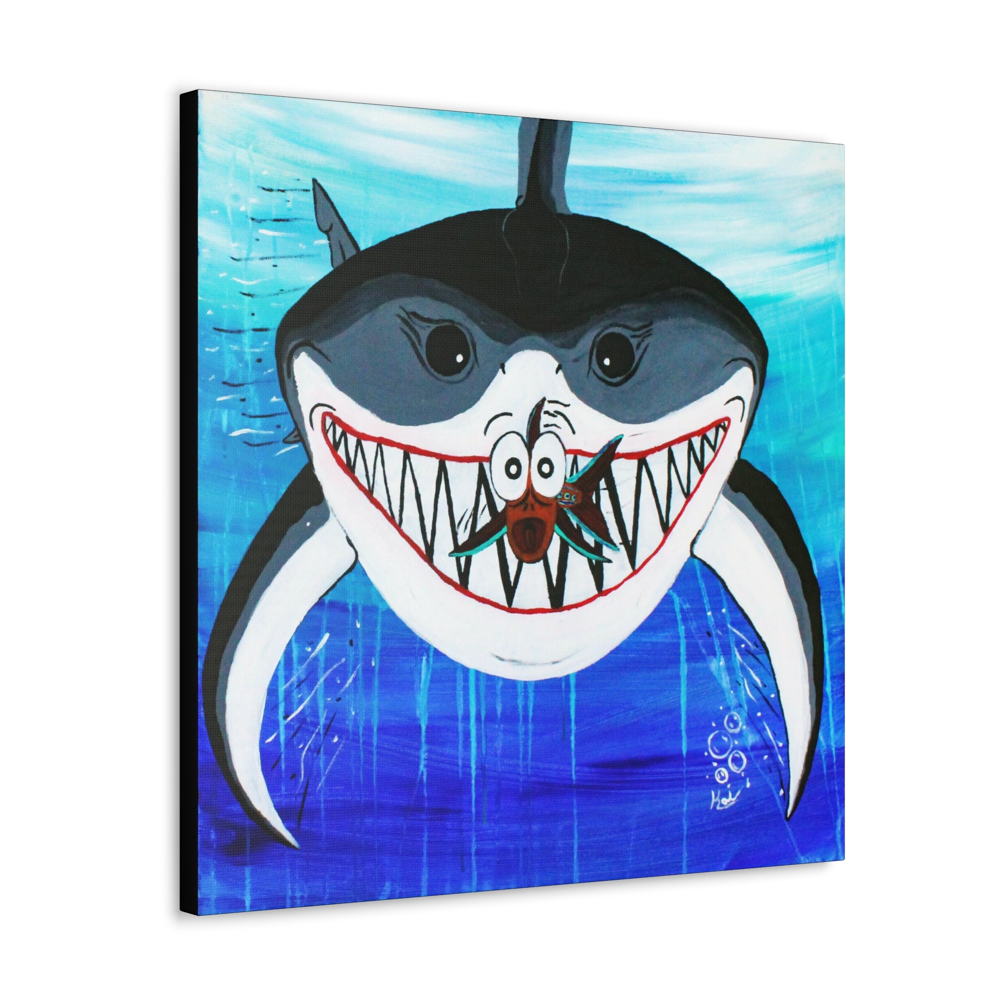 "Shark & Little Fishy" By Kai Gentile Reproduced On Gallery Wrapped Canvas