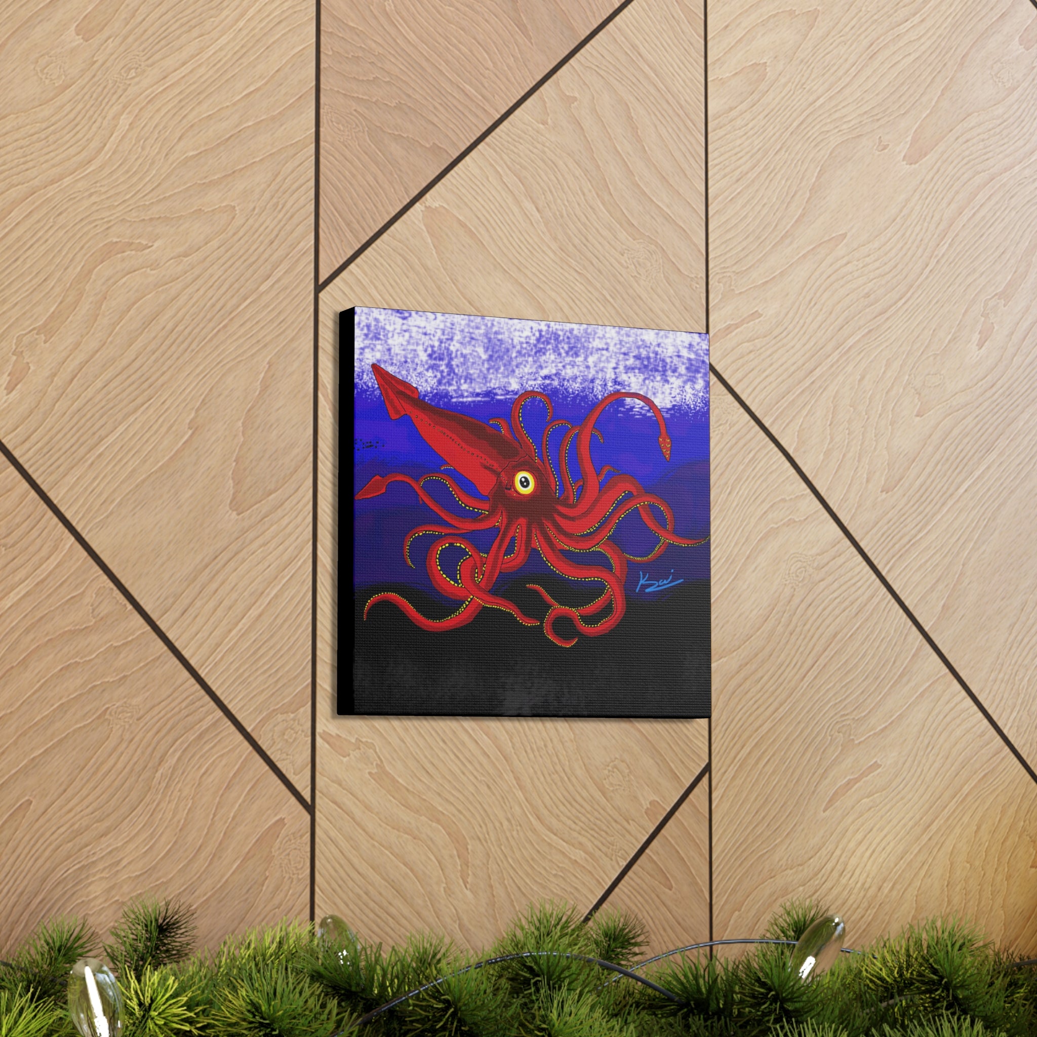 "Red Squid" By Kai Gentile Reproduced On Gallery Wrapped Canvas