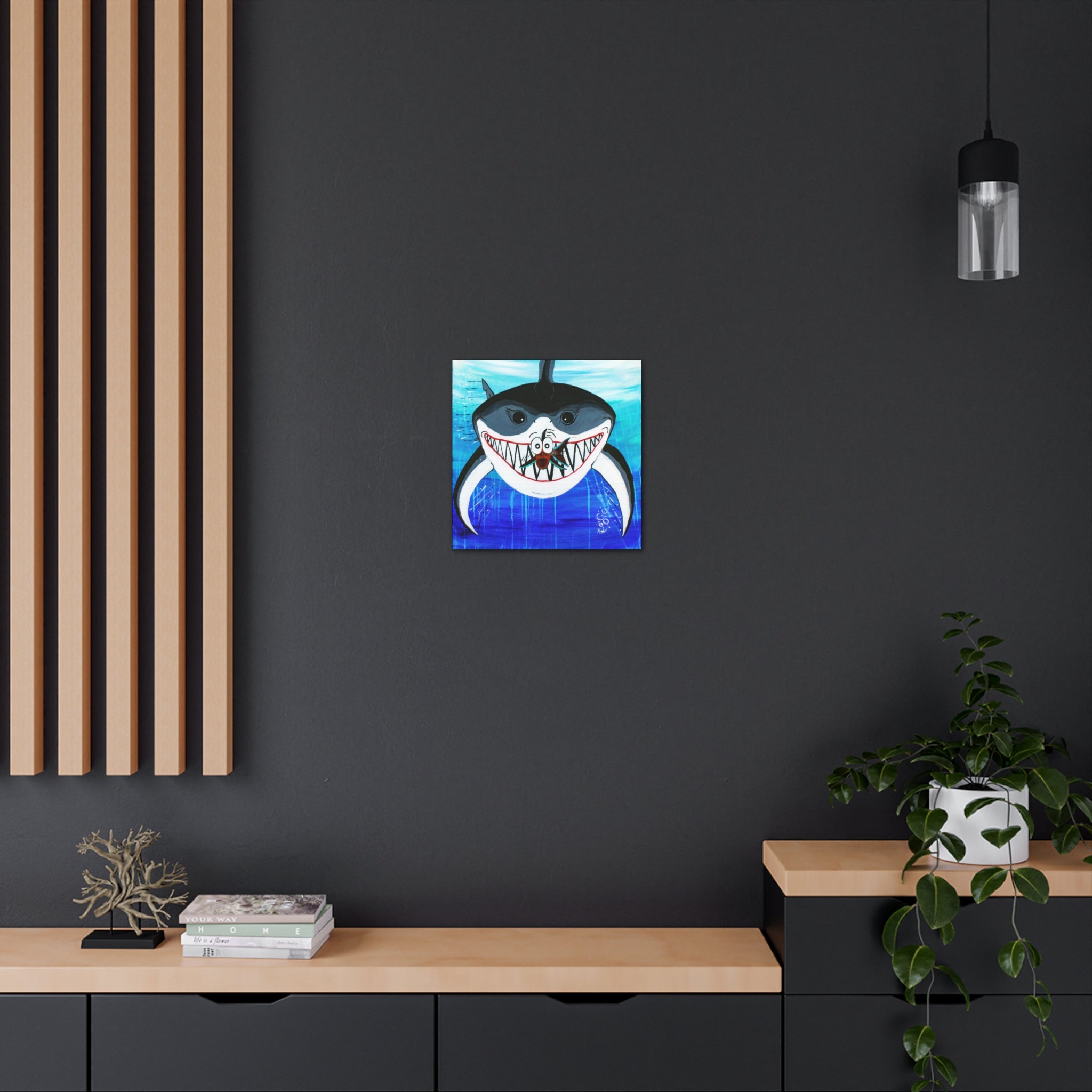 "Shark & Little Fishy" By Kai Gentile Reproduced On Gallery Wrapped Canvas