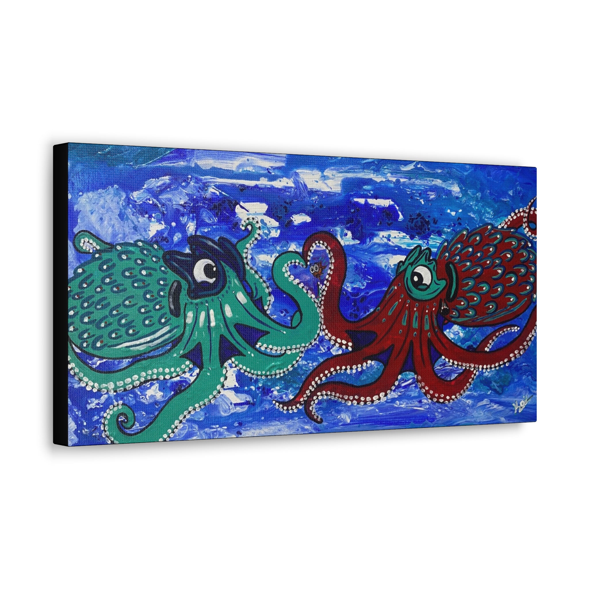 "Liquid Love" By Kai Gentile Octopus Reproduced On Gallery Wrapped Canvas