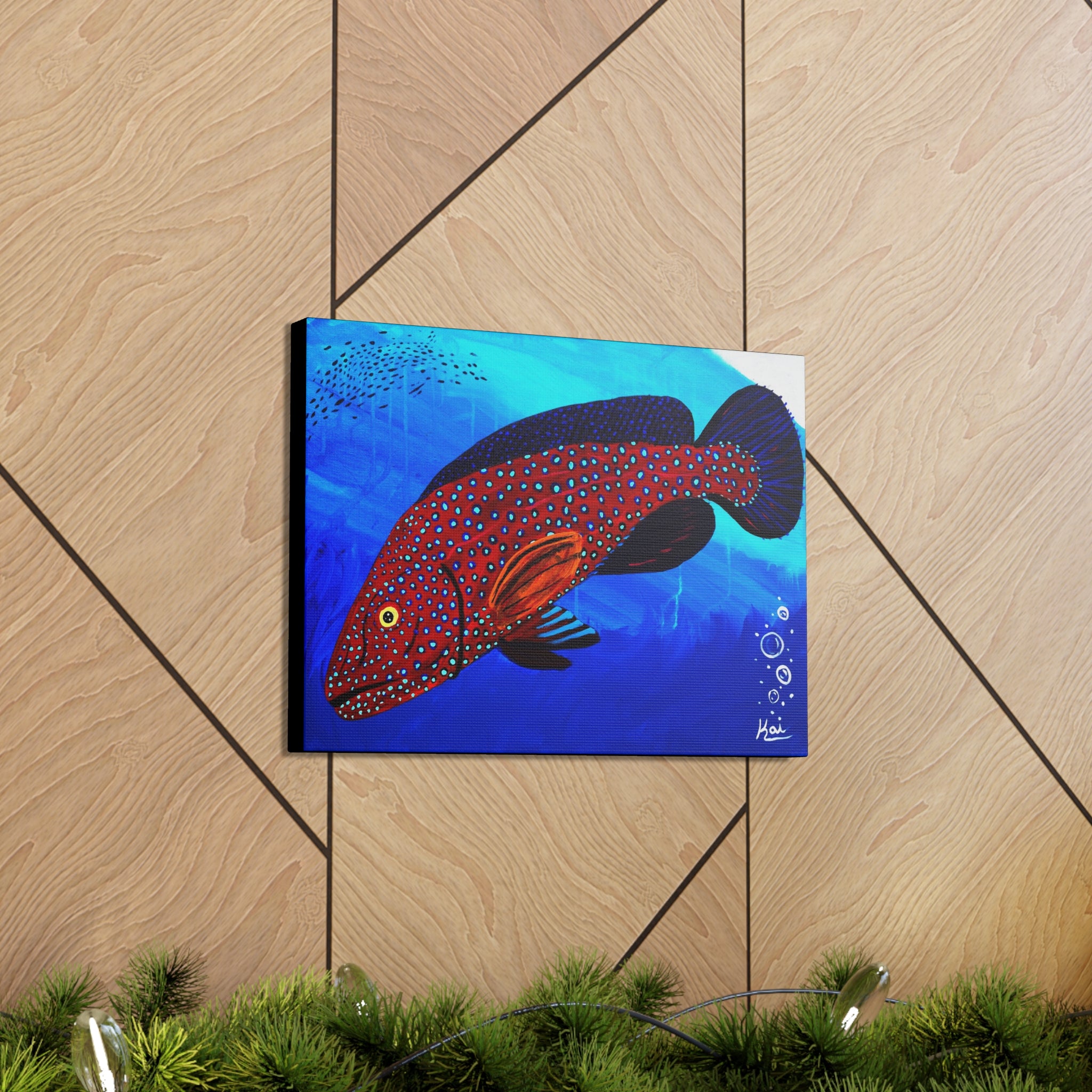 "Strawberry Grouper" By Kai Gentile Reproduced On Gallery Wrapped Canvas