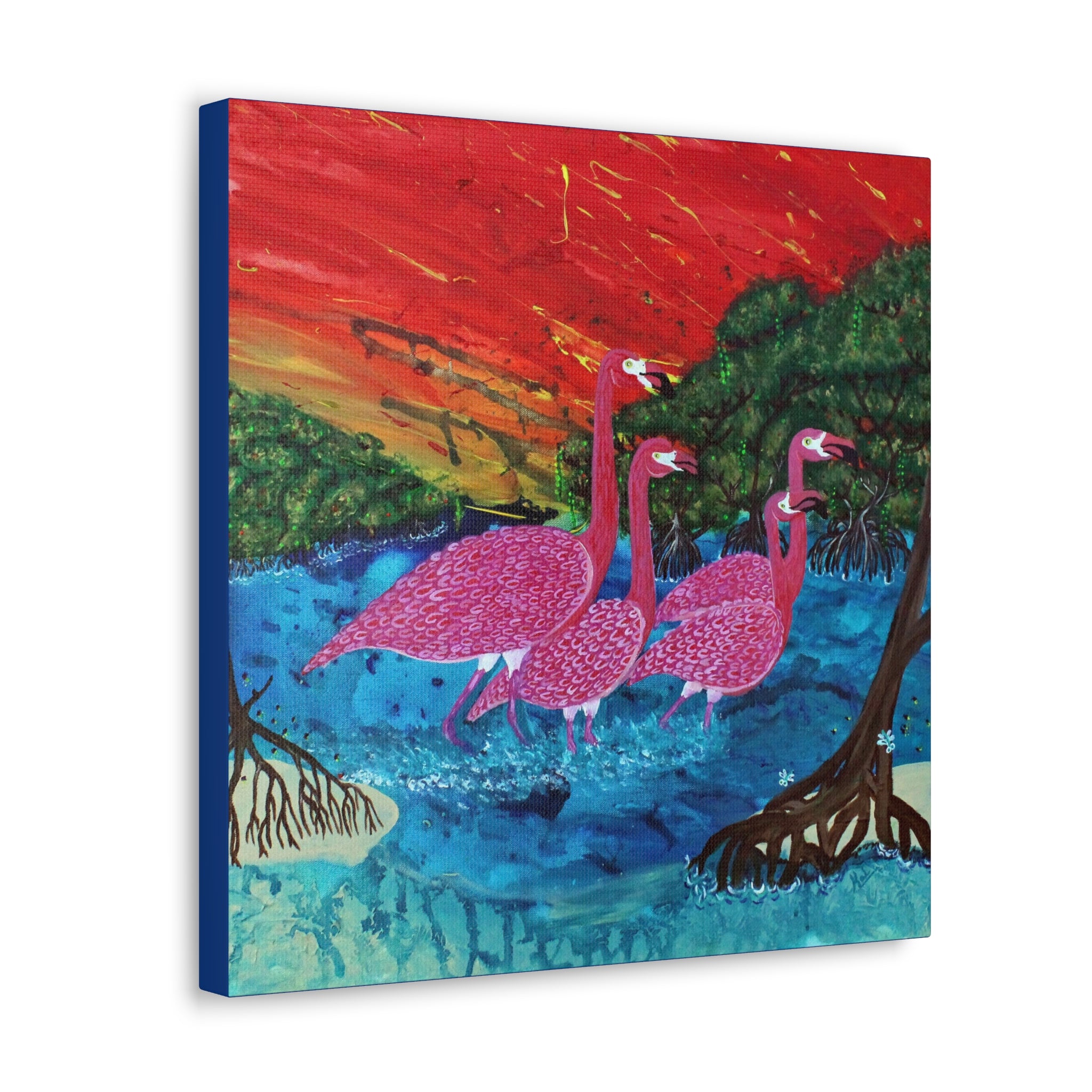 "Flamingo Sunset" By Kai Gentile Reproduced  On Gallery Wrapped Canvas