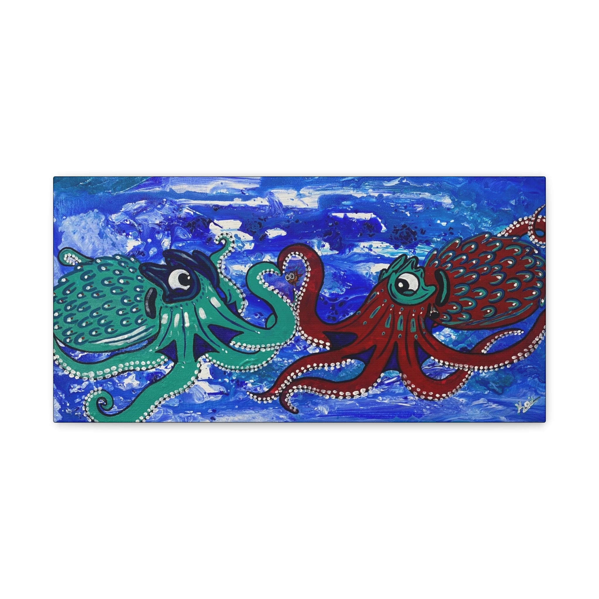 "Liquid Love" By Kai Gentile Octopus Reproduced On Gallery Wrapped Canvas