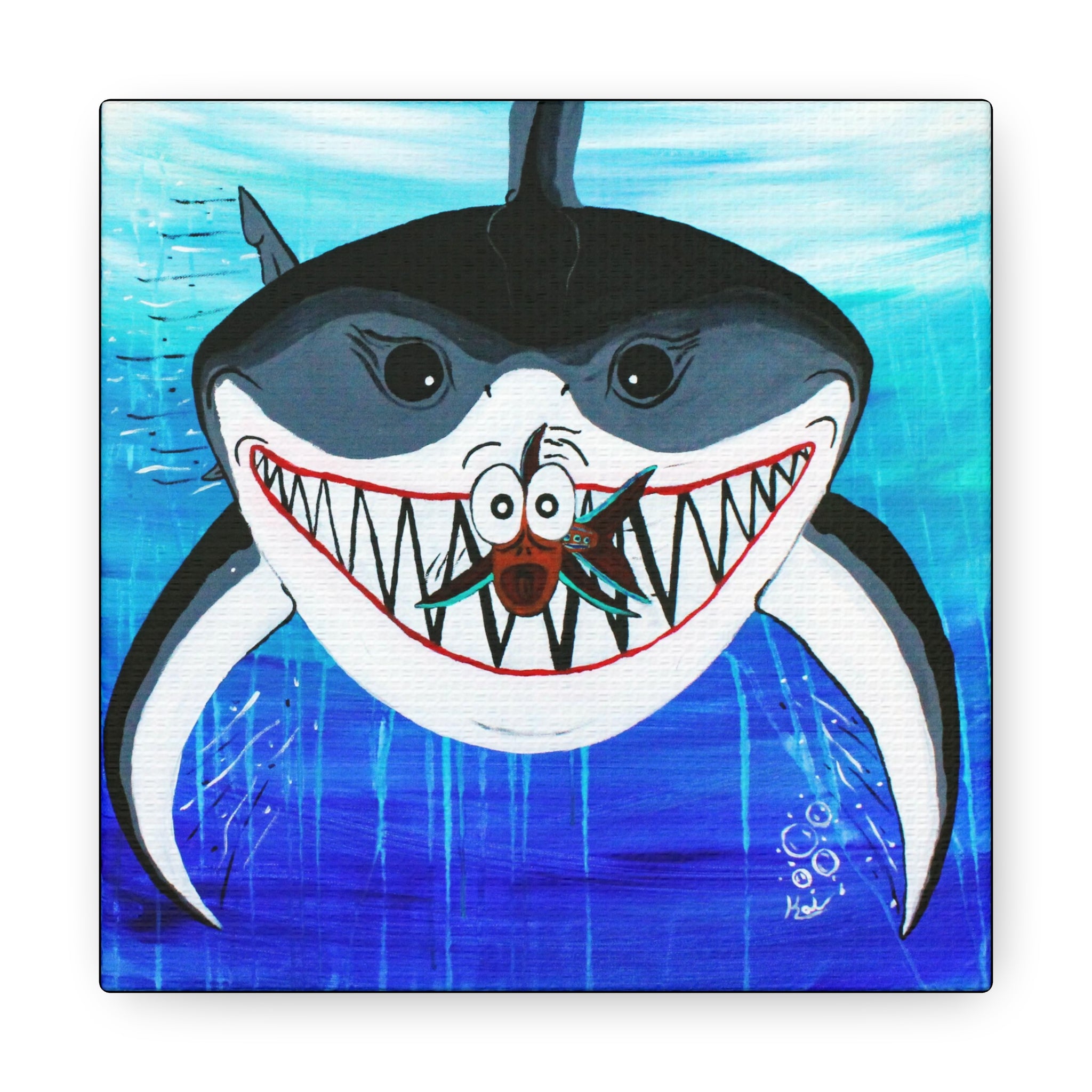 "Shark & Little Fishy" By Kai Gentile Reproduced On Gallery Wrapped Canvas