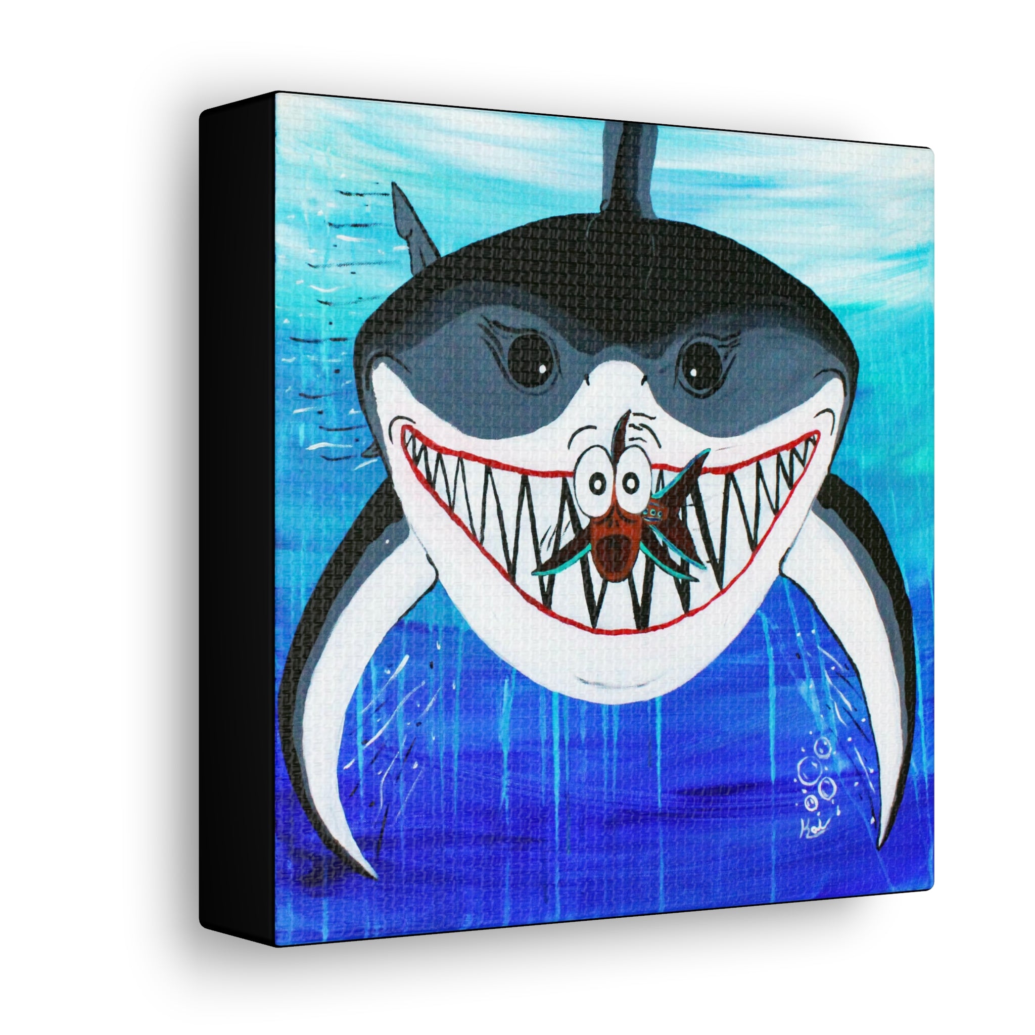 "Shark & Little Fishy" By Kai Gentile Reproduced On Gallery Wrapped Canvas