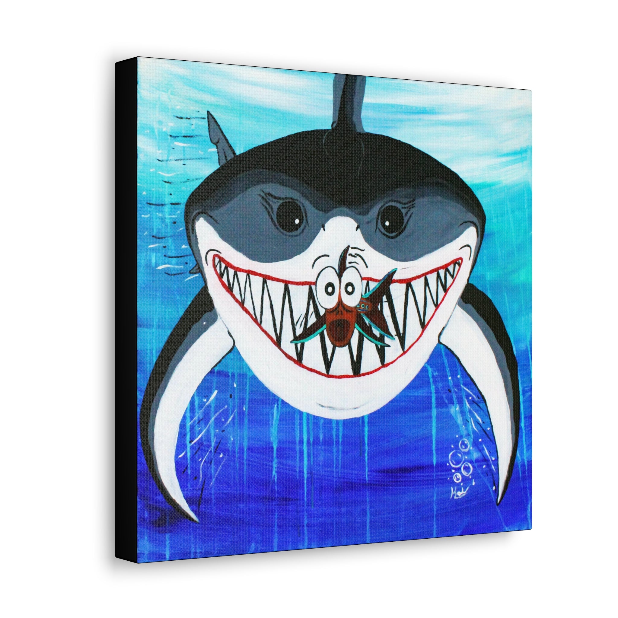 "Shark & Little Fishy" By Kai Gentile Reproduced On Gallery Wrapped Canvas