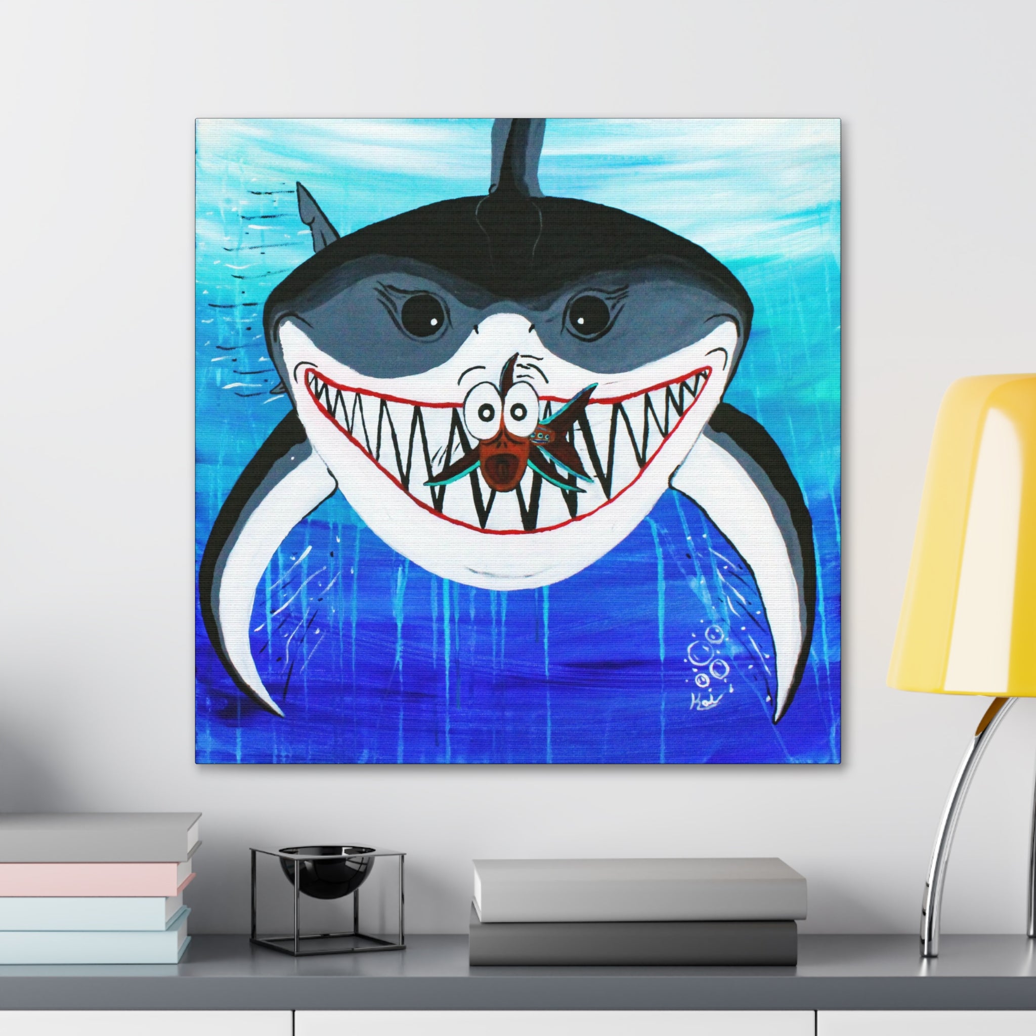 "Shark & Little Fishy" By Kai Gentile Reproduced On Gallery Wrapped Canvas