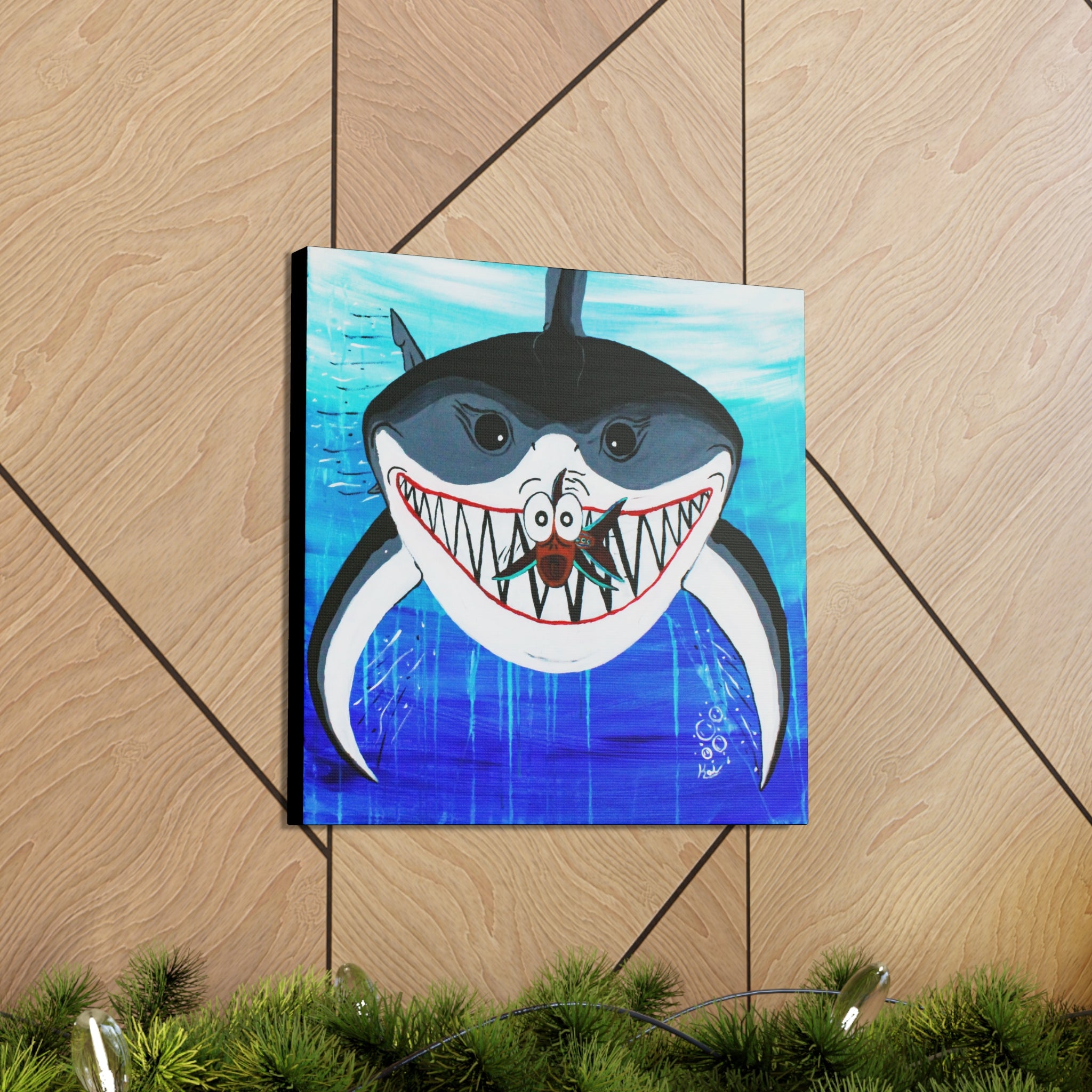 "Shark & Little Fishy" By Kai Gentile Reproduced On Gallery Wrapped Canvas