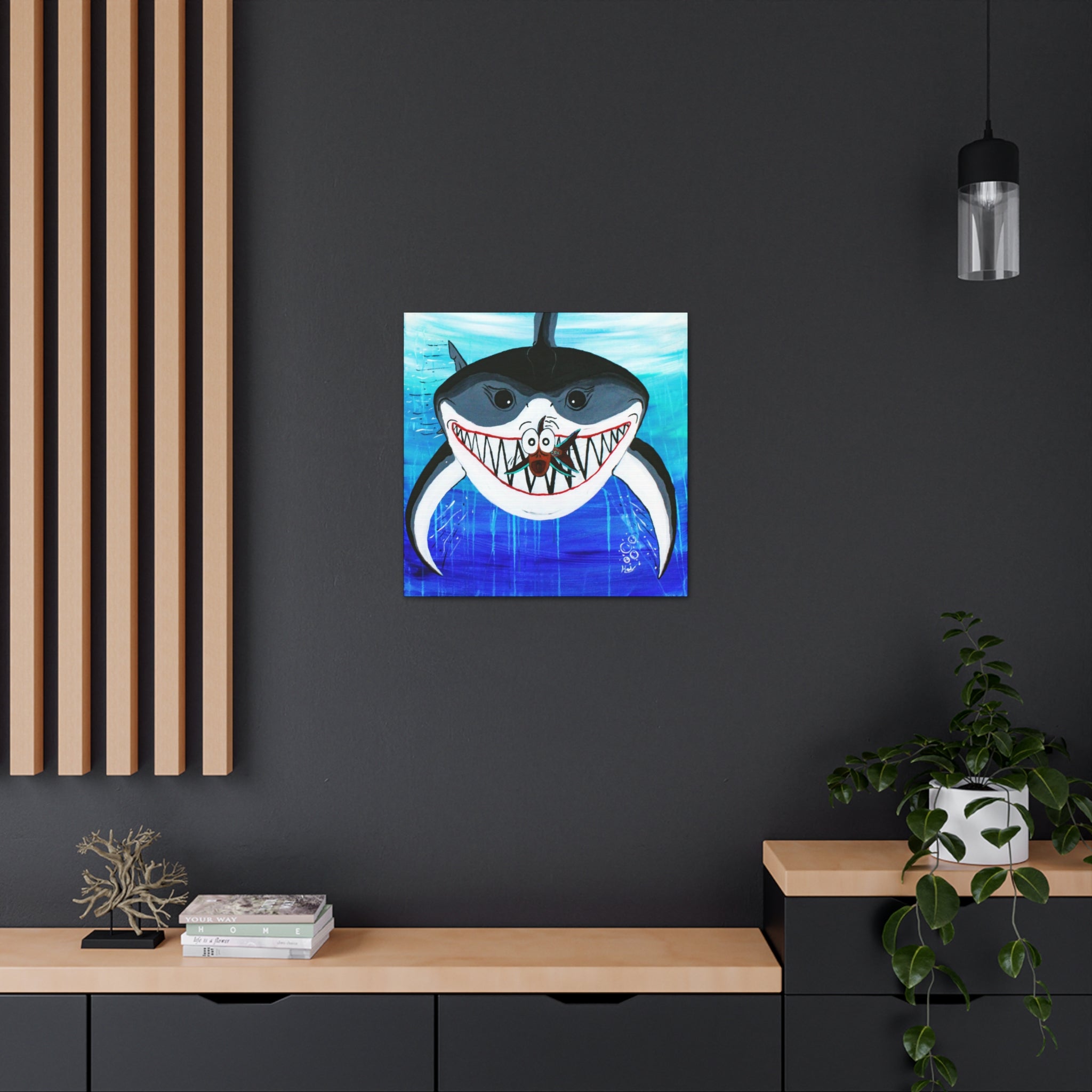 "Shark & Little Fishy" By Kai Gentile Reproduced On Gallery Wrapped Canvas