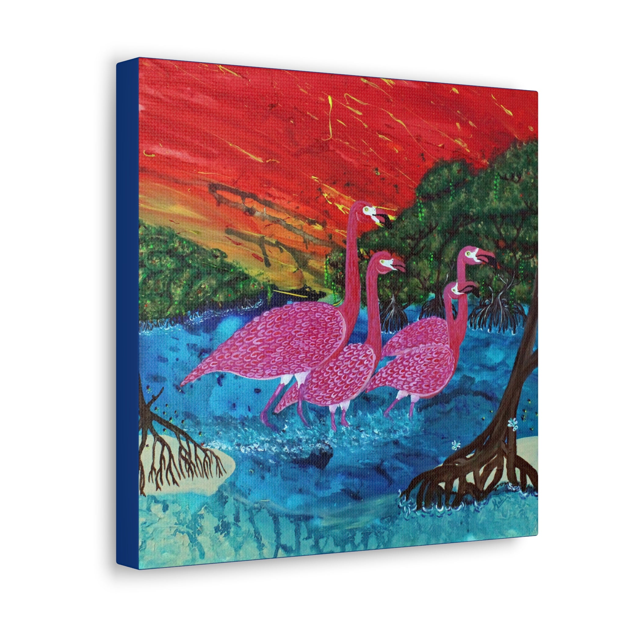 "Flamingo Sunset" By Kai Gentile Reproduced  On Gallery Wrapped Canvas