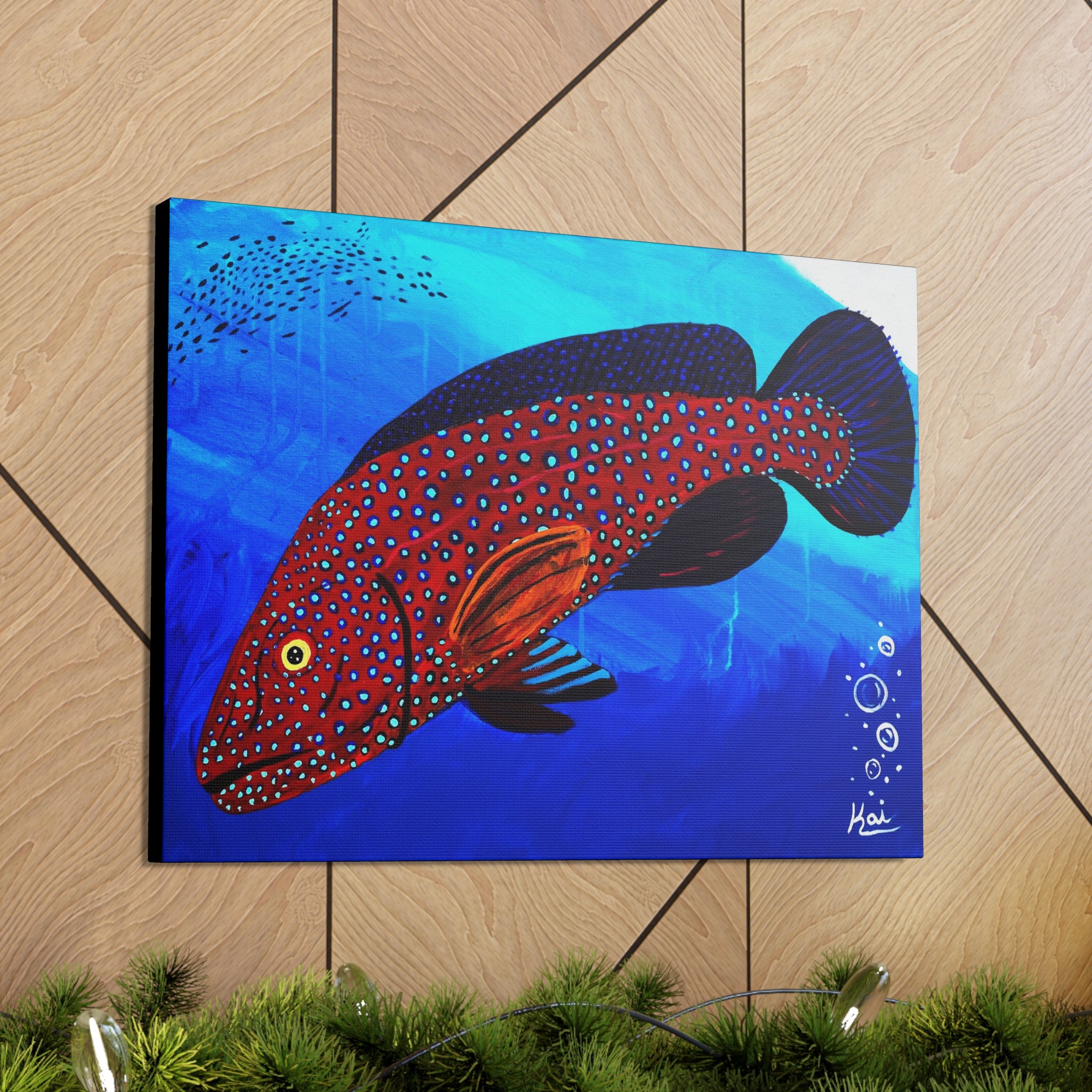 "Strawberry Grouper" By Kai Gentile Reproduced On Gallery Wrapped Canvas