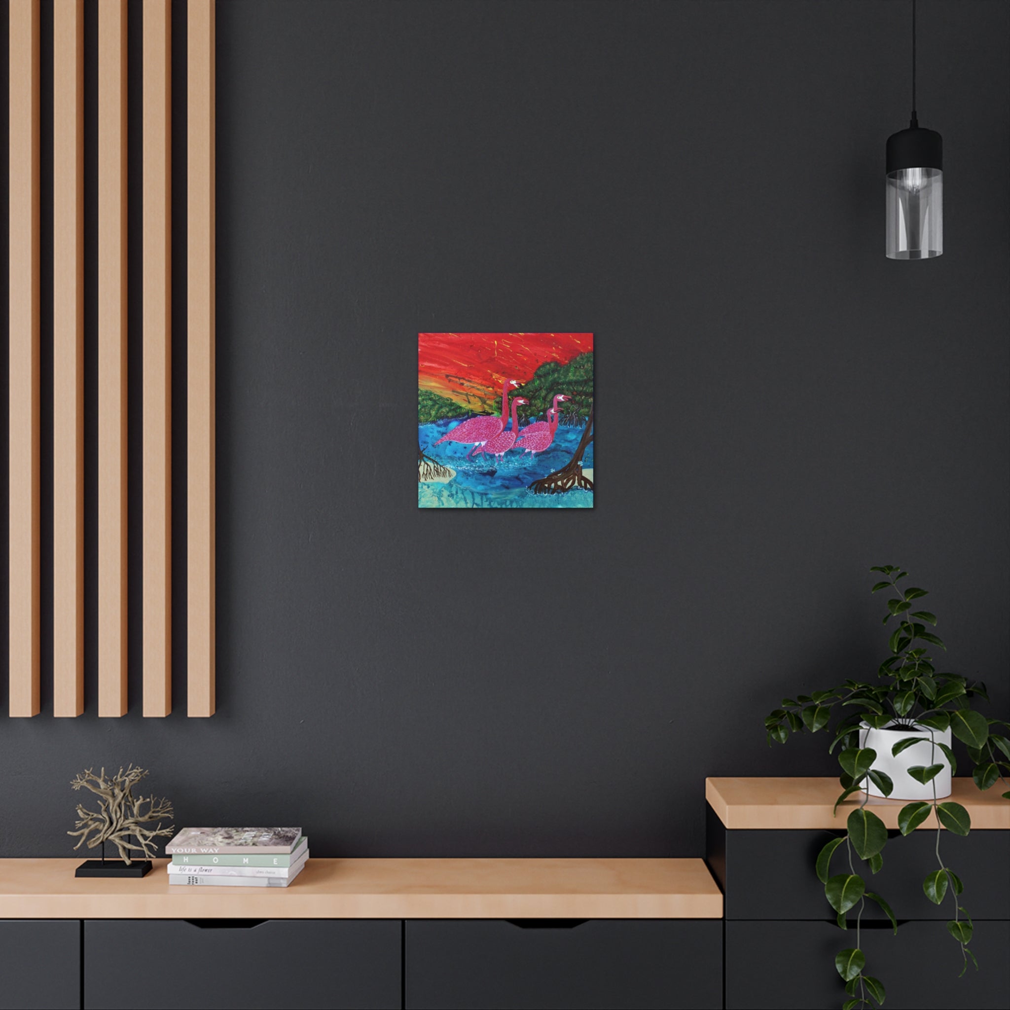 "Flamingo Sunset" By Kai Gentile Reproduced  On Gallery Wrapped Canvas